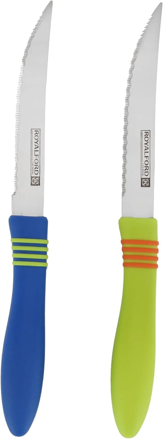 ست چاقوی میوه خوری رویال فورد با تیغه استیل ضد زنگ (2 عددی) - لبه های تیز دندانه دار و منحنی از جنس استیل ضد زنگ - چاقوهای آشپزی فوق العاده تیز، ایده آل برای پوست کندن/خرد کردن میوه ها و سبزیجات ست چاقوی میوه خوری رویال فورد با تیغه استیل ضد زنگ (2 عددی) - لبه های تیز دندانه دار و منحنی از جنس استیل ضد زنگ - چاقوهای آشپزی فوق العاده تیز، ایده آل برای پوست کندن/خرد کردن میوه ها و سبزیجات
