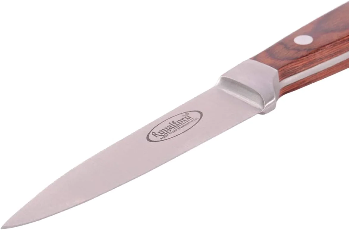 چاقوی کاربردی 3.5 اینچی رویال فورد مدل RF4113 - چاقوی کوچک آشپزخانه چند منظوره - چاقوی آشپزی با تیغه استیل ضد زنگ بسیار تیز با دسته ارگونومیک، چاقوی سرآشپز، مناسب برای خانه و رستوران، چند رنگ