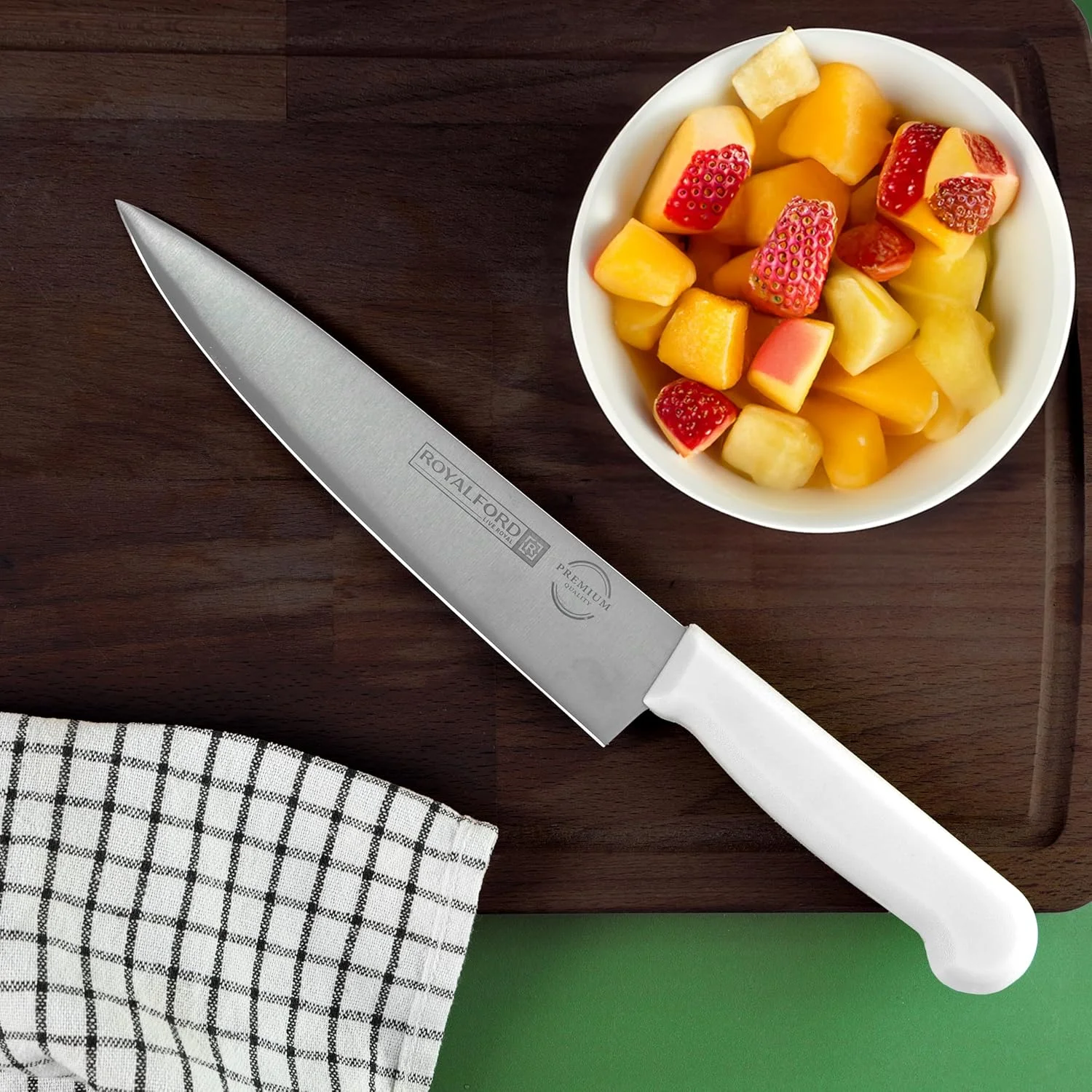 چاقوی آشپزخانه 8 اینچی رویال فورد مدل RF12560، تیغه های فوق العاده تیز از جنس استیل ضد زنگ و دسته PP ضد زنگ، چاقوی آشپزخانه حرفه ای با دسته ارگونومیک، بهترین انتخاب برای آشپزخانه منزل، رستوران ها و فضای باز