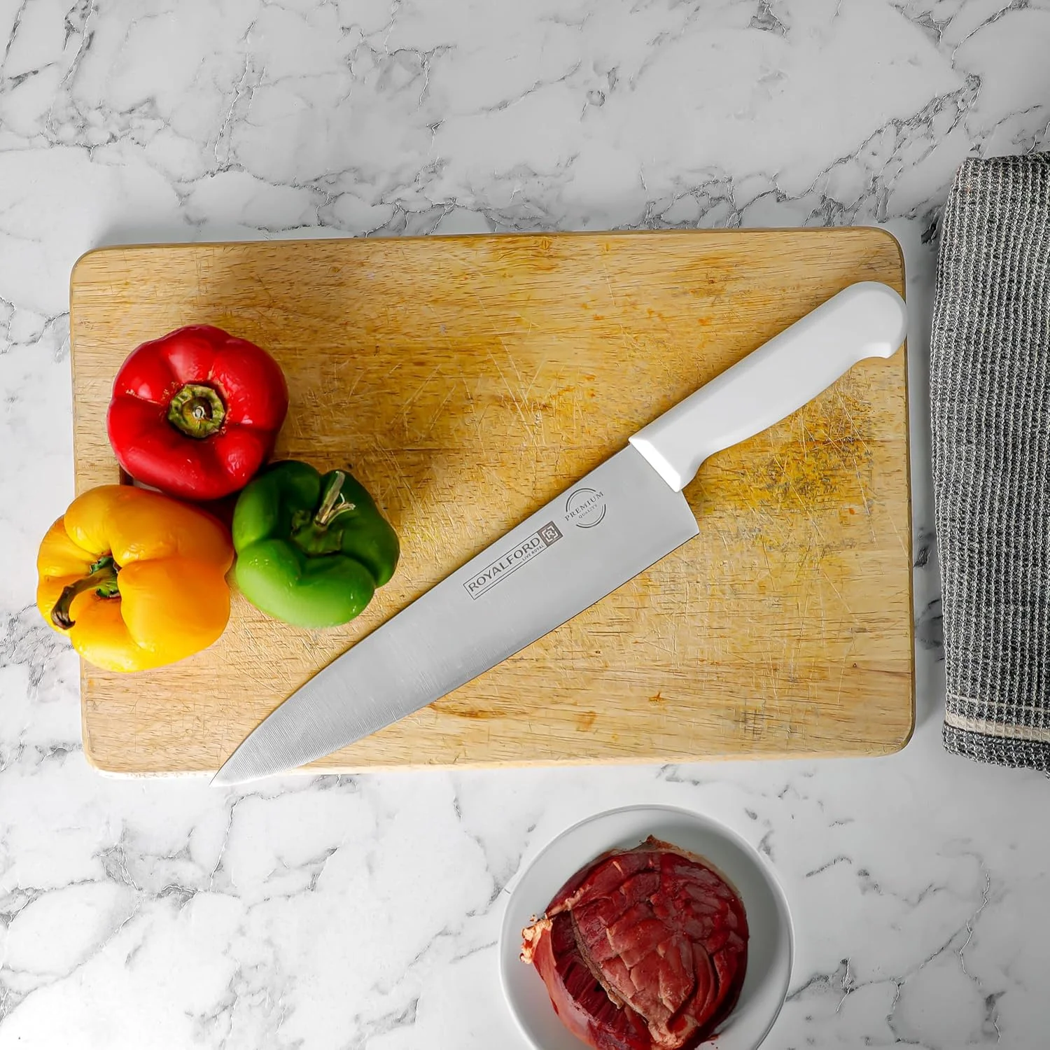 چاقوی سرآشپز رویال فورد 10 اینچی مدل RF12556، تیغه های فوق العاده تیز از جنس استیل ضد زنگ و دسته PP ضد زنگ، چاقوی آشپزخانه حرفه ای با دسته ارگونومیک، بهترین انتخاب برای آشپزخانه منزل، رستوران ها و فضای باز