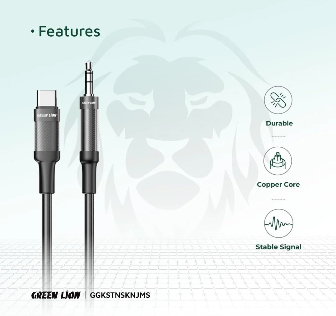 کابل تبدیل USB-C به AUX با روکش بافته شده گرین لاین، طول 1 متر، سیگنال پایدار، جنس بادوام، هسته مسی، طول عمر 10000 خمش، سازگاری گسترده، ایمن و قابل اعتماد - مشکی کابل تبدیل USB-C به AUX با روکش بافته شده گرین لاین، طول 1 متر، سیگنال پایدار، جنس بادوام، هسته مسی، طول عمر 10000 خمش، سازگاری گسترده، ایمن و قابل اعتماد - مشکی