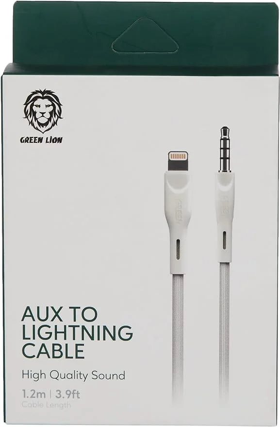 کابل صوتی Green Lion، کابل لایتنینگ بافته شده به 3.5 میلیمتری 2.4 آمپر، آداپتور جک هدفون کابل صوتی استریو نر، کابل صوتی کمکی خودرو - سفید کابل صوتی Green Lion، کابل لایتنینگ بافته شده به 3.5 میلیمتری 2.4 آمپر، آداپتور جک هدفون کابل صوتی استریو نر، کابل صوتی کمکی خودرو - سفید