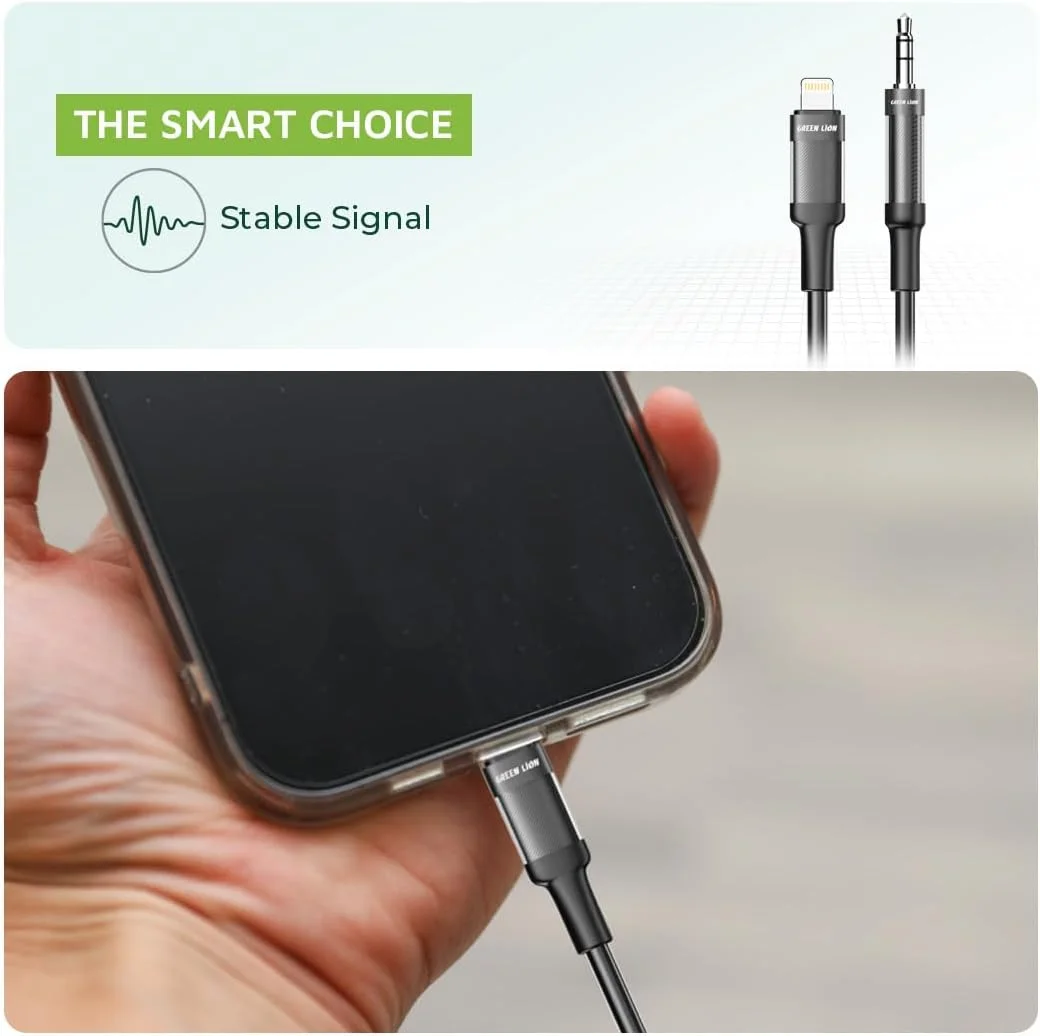 کابل لایتنینگ به AUX با روکش بافته شده گرین لاین، سیگنال پایدار، بادوام، هسته مسی، شفاف + بافته شده، طول عمر 10000 خمش، طول کابل 1 متر - مشکی کابل لایتنینگ به AUX با روکش بافته شده گرین لاین، سیگنال پایدار، بادوام، هسته مسی، شفاف + بافته شده، طول عمر 10000 خمش، طول کابل 1 متر - مشکی