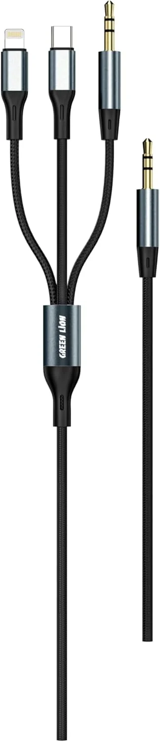 کابل AUX سه کاره گرین لاین 1 متری - مشکی - 1 متر کابل AUX سه کاره گرین لاین 1 متری - مشکی - 1 متر