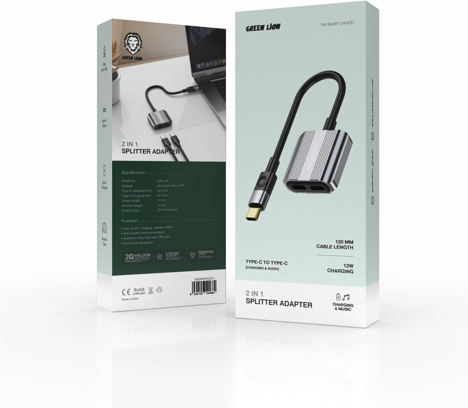 تبدیل کننده دو کاره گرین لاین Type-C به دوگانه Type-C، مقاوم در برابر خراش و زنگ زدگی، طول کابل 12 سانتی متر، اتصال آسان، شارژ 12 واتی - خاکستری تبدیل کننده دو کاره گرین لاین Type-C به دوگانه Type-C، مقاوم در برابر خراش و زنگ زدگی، طول کابل 12 سانتی متر، اتصال آسان، شارژ 12 واتی - خاکستری