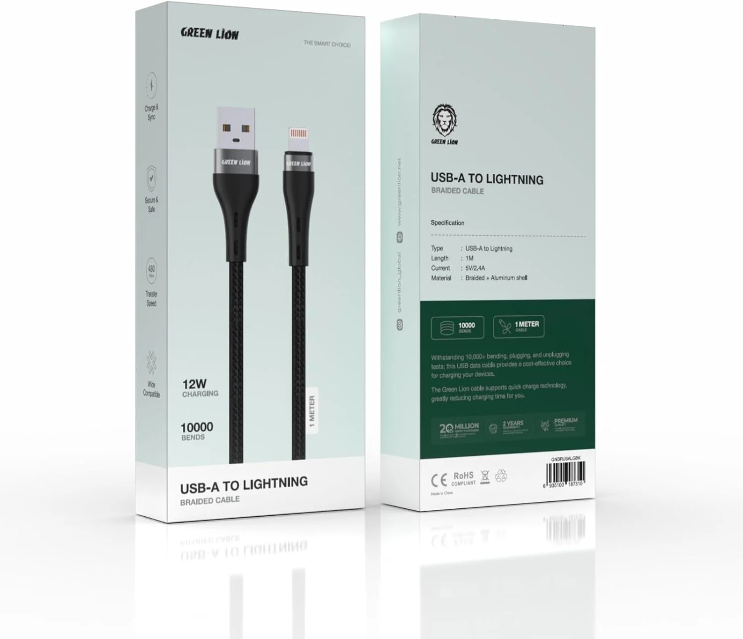 کابل تبدیل USB-A به لایتنینگ Green Lion با روکش بافته شده، طول 1 متر، توان 12 وات، شارژ و همگام سازی، شارژ ایمن و قابل اعتماد، سرعت انتقال 480 مگابیت بر ثانیه، سازگاری گسترده، مقاومت در برابر 10000 خمش، بدنه آلومینیومی - مشکی کابل تبدیل USB-A به لایتنینگ Green Lion با روکش بافته شده، طول 1 متر، توان 12 وات، شارژ و همگام سازی، شارژ ایمن و قابل اعتماد، سرعت انتقال 480 مگابیت بر ثانیه، سازگاری گسترده، مقاومت در برابر 10000 خمش، بدنه آلومینیومی - مشکی