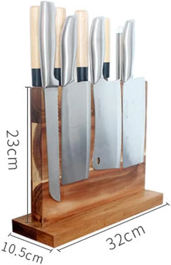 نگهدارنده بلوک چاقوی مغناطیسی SYOSI، استند دو طرفه چوبی برای نگهداری چاقو، سازمان دهنده آشپزخانه، بدون چاقو
