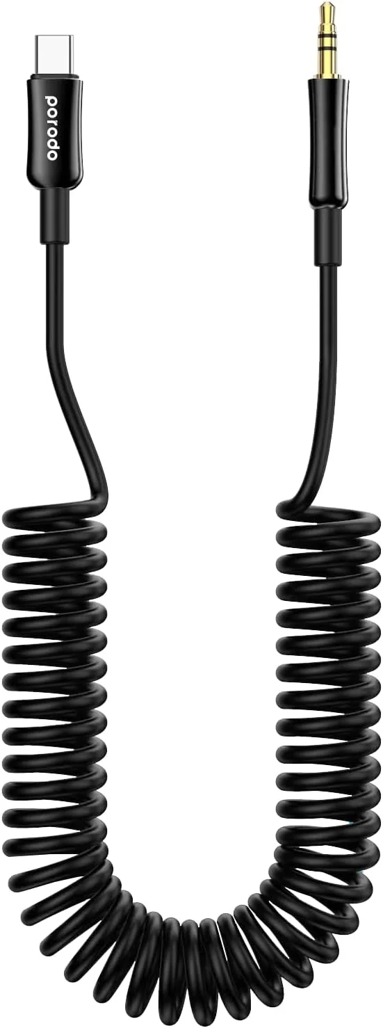 کابل فنری Type C به AUX پوردو 1.2 متری - مشکی کابل فنری Type C به AUX پوردو 1.2 متری - مشکی