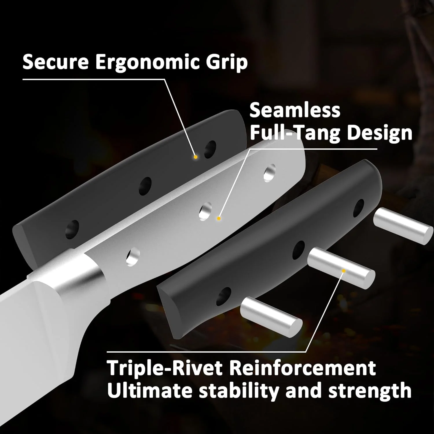 ست چاقوی آشپزخانه ZUNMARK، ست 13 تکه چاقوی حرفه ای با استند و تیزکن، ست چاقوی سرآشپز تیز، ایده آل برای خانه و رستوران ها، مشکی شیک