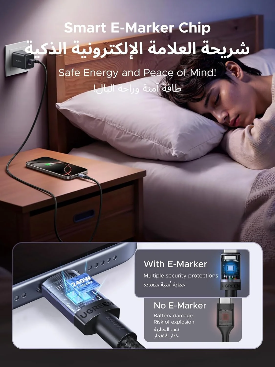 کابل USB C به USB C یوگرین 240 وات، بسته 2 عددی، کابل شارژ سریع PD 3.1، کابل شارژر تایپ C سازگار با مک بوک پرو/ایر، لپ تاپ HP، آیپد پرو/ایر، آیفون 17/16/15، گلکسی S25 اولترا، 2 متری، بسته 2 عددی، سری جدید کابل USB C به USB C یوگرین 240 وات، بسته 2 عددی، کابل شارژ سریع PD 3.1، کابل شارژر تایپ C سازگار با مک بوک پرو/ایر، لپ تاپ HP، آیپد پرو/ایر، آیفون 17/16/15، گلکسی S25 اولترا، 2 متری، بسته 2 عددی، سری جدید