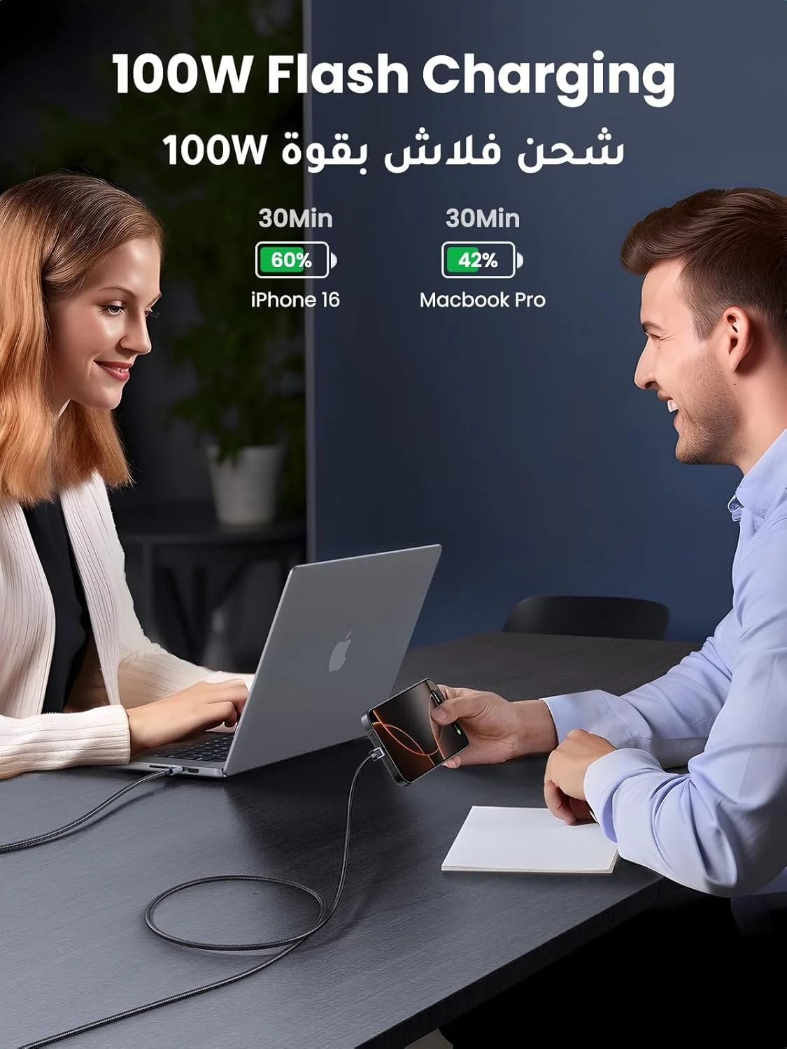 کابل شارژ USB C یوگرین 100 وات 2 متری، کابل Type C به Type C با فناوری PD 3.1، کابل USB C با شارژ سریع، انتقال داده 480 مگابیت بر ثانیه برای سری آیفون 15-17، مک بوک پرو M3، آیپد پرو 2022/Air 5، گلکسی S25 Ultra/24 کابل شارژ USB C یوگرین 100 وات 2 متری، کابل Type C به Type C با فناوری PD 3.1، کابل USB C با شارژ سریع، انتقال داده 480 مگابیت بر ثانیه برای سری آیفون 15-17، مک بوک پرو M3، آیپد پرو 2022/Air 5، گلکسی S25 Ultra/24