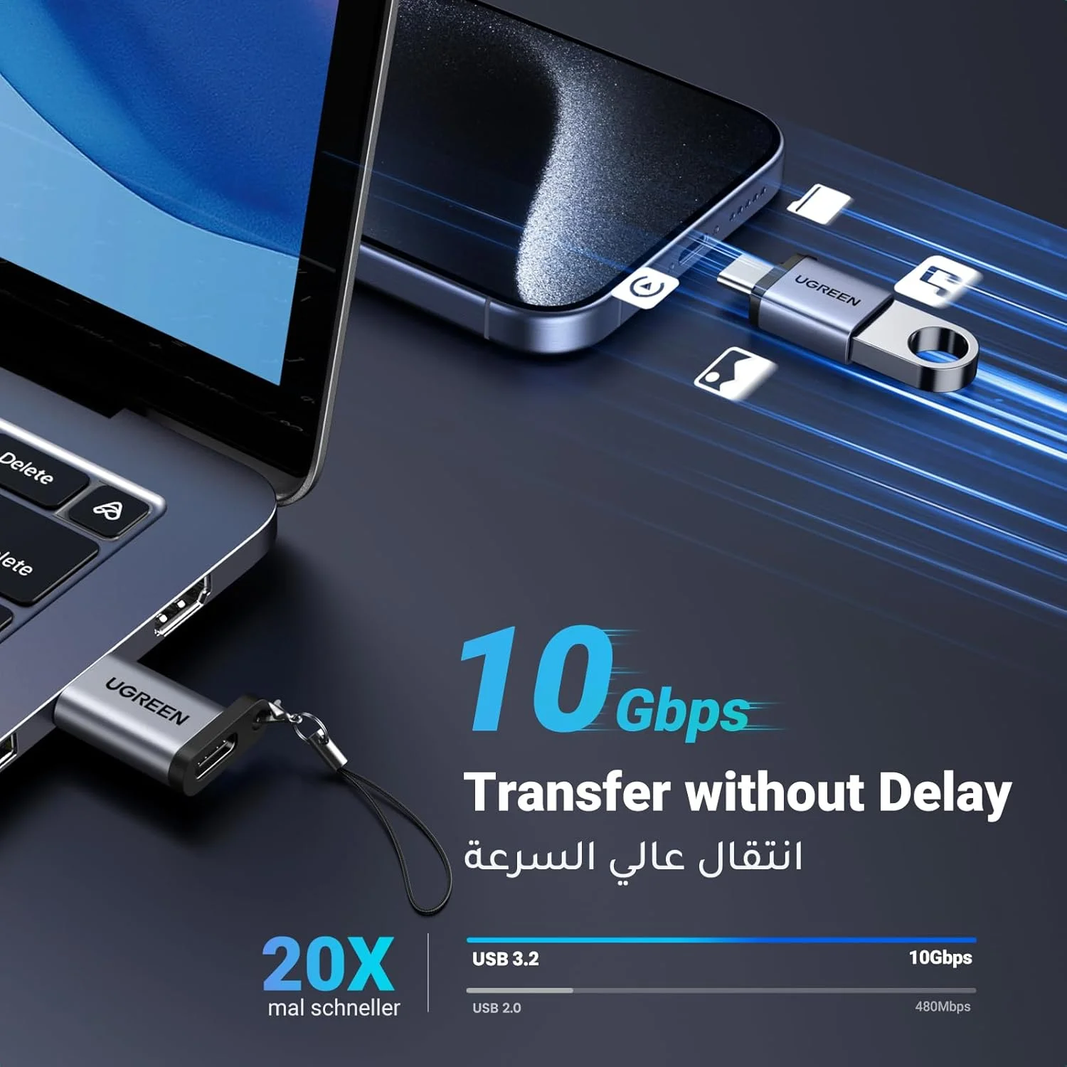 آداپتور USB به USB-C یوگرین، تبدیل کننده USB-C نر به 3.2 ماده، بسته 2 عددی، آداپتور OTG ماده به نر 10 گیگابیت بر ثانیه برای آیفون سری 17، مک بوک ایر، آیپد، سامسونگ گلکسی S25 Ultra آداپتور USB به USB-C یوگرین، تبدیل کننده USB-C نر به 3.2 ماده، بسته 2 عددی، آداپتور OTG ماده به نر 10 گیگابیت بر ثانیه برای آیفون سری 17، مک بوک ایر، آیپد، سامسونگ گلکسی S25 Ultra