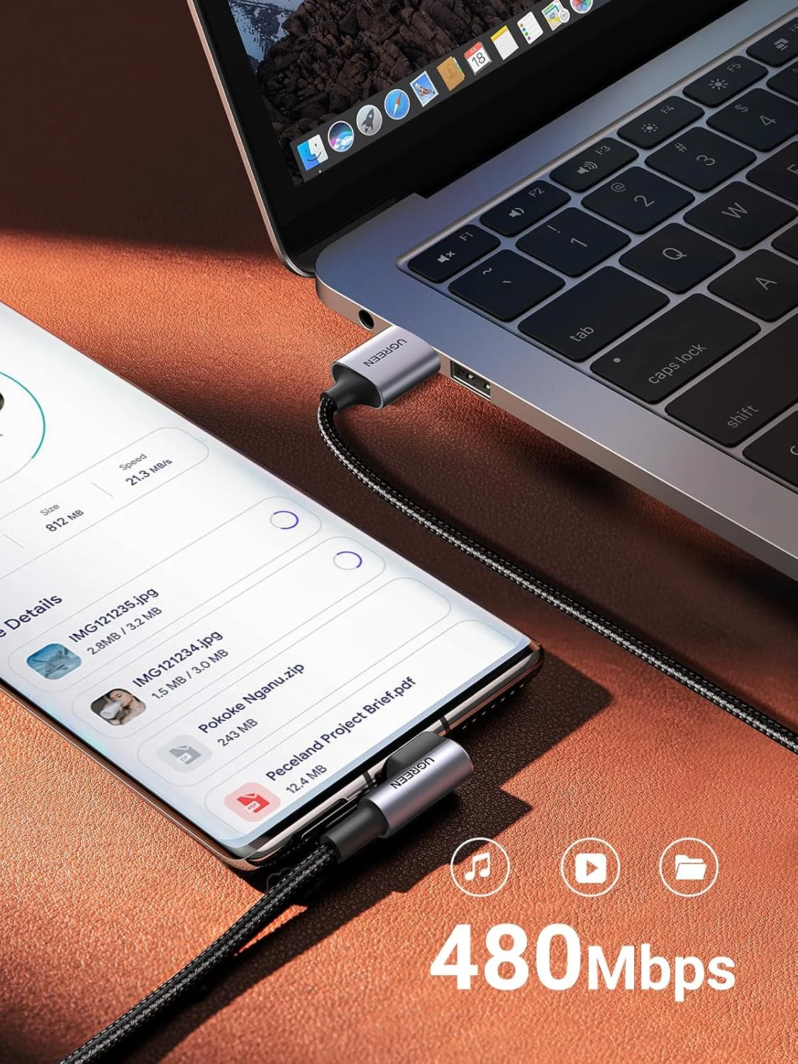 کابل USB C با زاویه راست 90 درجه UGREEN، شارژر سریع USB A به Type C سازگار با Galaxy S21 Ultra iPhone 15 Series Note 20، LG G8 G7 V40 Nintendo Switch، GoPro Hero 7 iPad mini 6-2M