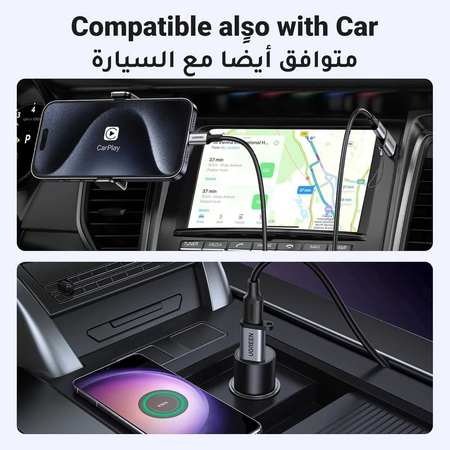 تبدیل یو اس بی سی به یو اس بی UGREEN با سرعت 10 گیگابیت بر ثانیه، کانکتور تبدیل تایپ سی، مبدل شارژ تایپ سی پرسرعت و همگام سازی داده، سازگار با سری آیفون 17، آیپد پرو، گلکسی S25 اولترا، لپ تاپ - نقره ای