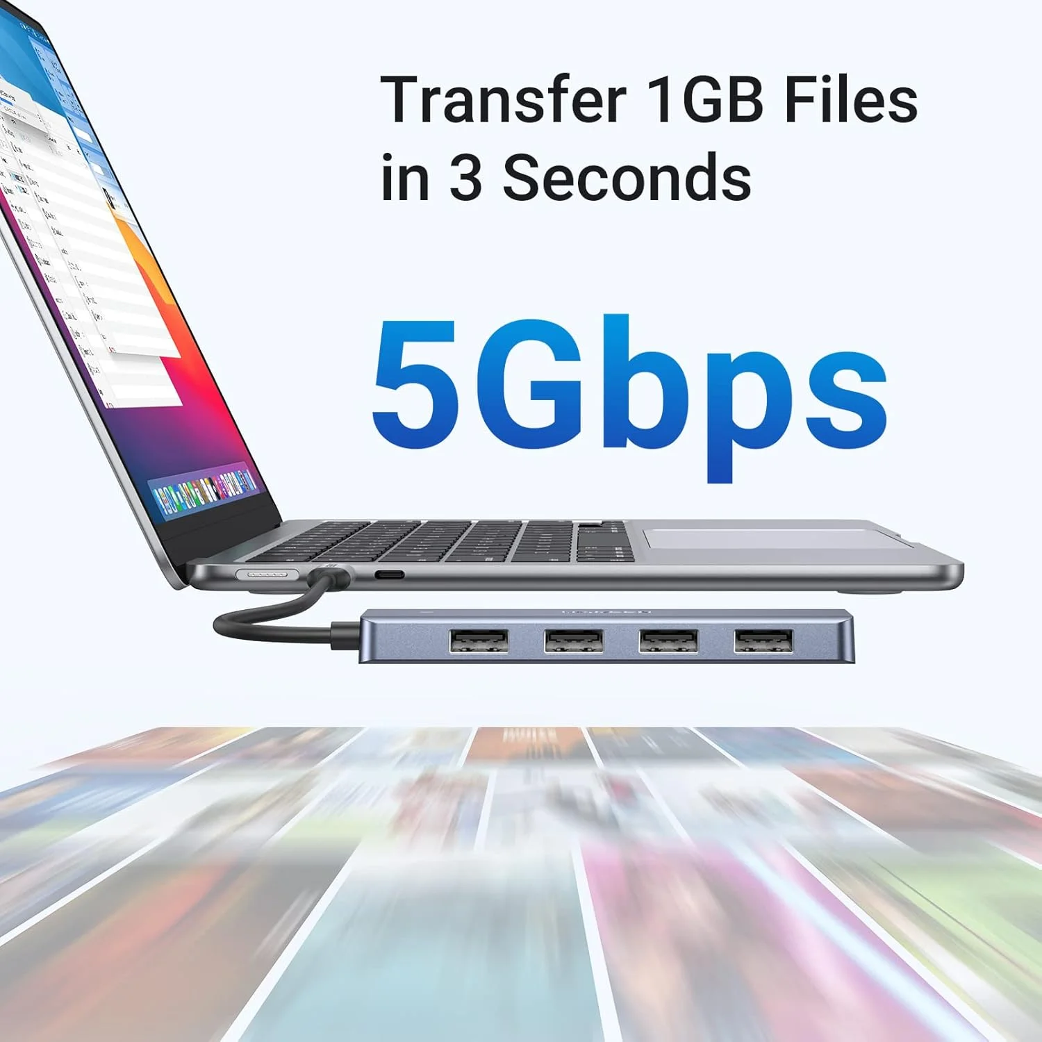 هاب USB 3.0 یوگرین، هاب 4 پورت Type C به USB A [شارژ پشتیبانی نمی شود] اسپلیتر و توسعه دهنده داده برای لپ تاپ، کامپیوتر رومیزی، ایکس باکس، PS5، ماوس، کیبورد، فلش درایو، یو دیسک، پرینتر