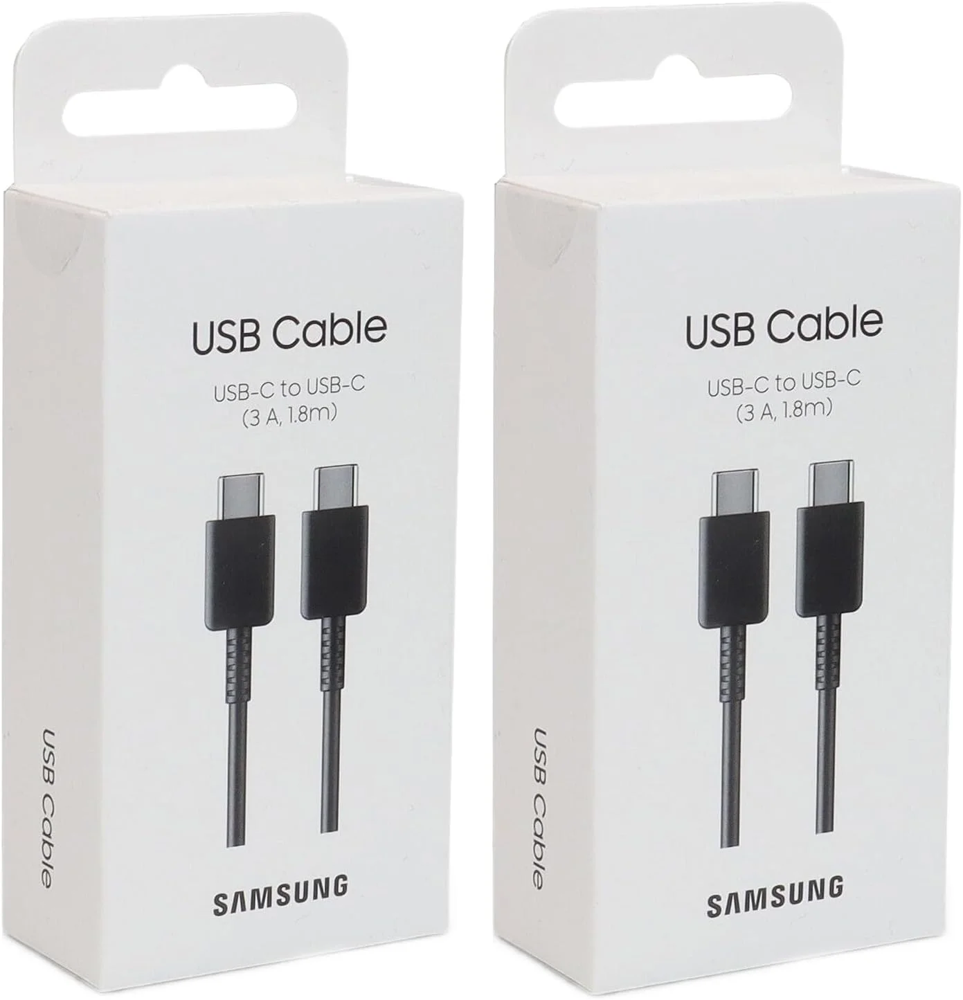 کابل شارژ سریع USB-C سامسونگ گلکسی - کابل شارژر تایپ سی (3 آمپر 1.8 متری) انتقال سریع داده شارژ سریع - بسته 2 عددی مشکی