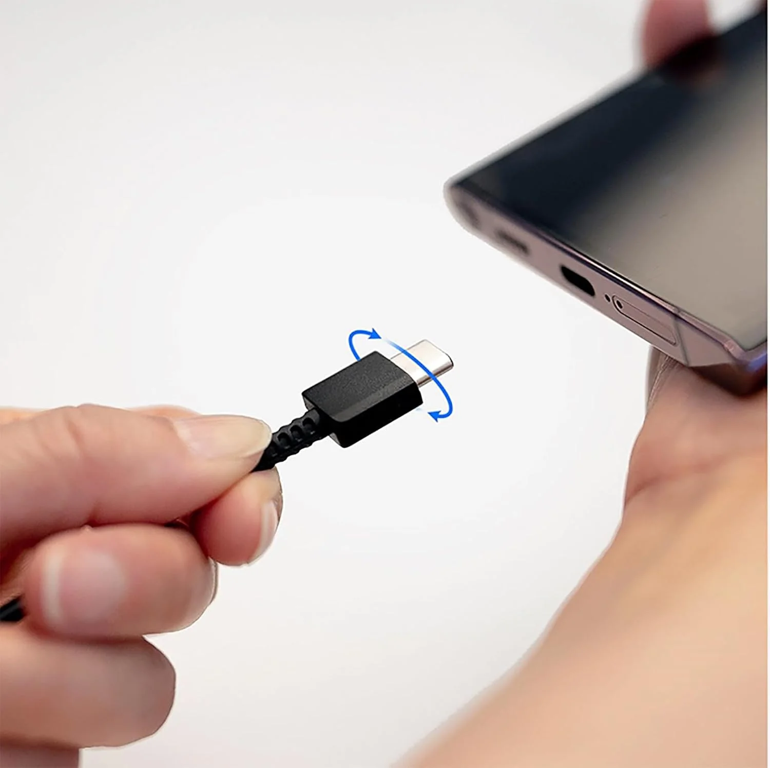 کابل شارژ سریع USB-C سامسونگ گلکسی - کابل شارژر تایپ سی (3 آمپر 1.8 متری) انتقال سریع داده شارژ سریع - بسته 2 عددی مشکی