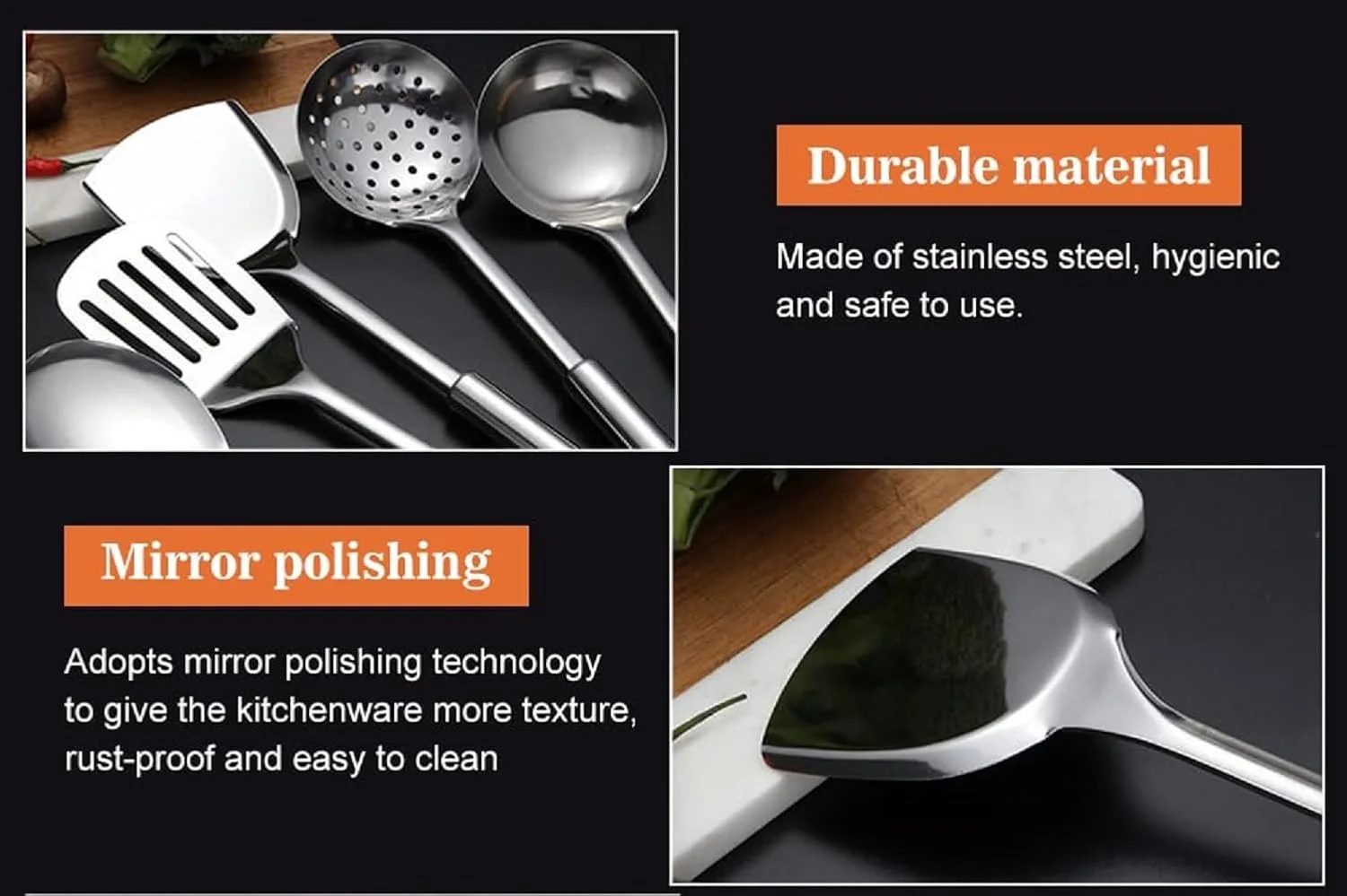 ست ۷ تکه ابزار آشپزخانه استیل ضد زنگ – ابزار آشپزی نقره‌ای چند منظوره با پایه نگهدارنده، لوازم آشپزی بادوام، ست هدیه برای آشپزی و سرآشپزهای خانگی (ست ۷ تکه)