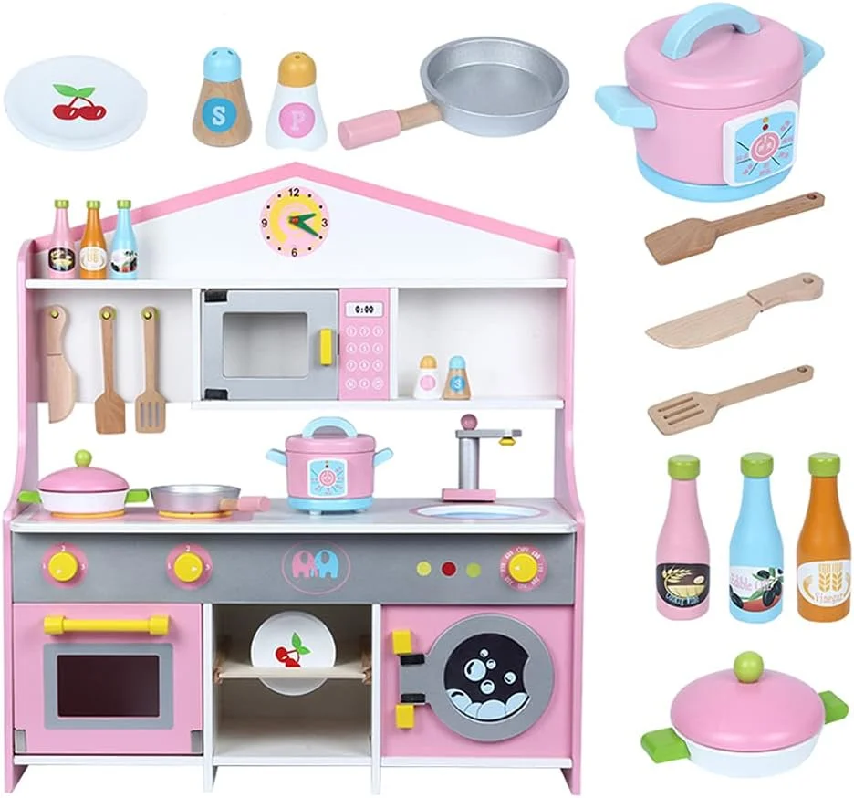 ست آشپزخانه کودکانه AMERTEER، ست آشپزخانه اسباب بازی چوبی با لوازم، قابلمه، تابه و لوازم جانبی آشپزی، اسباب بازی نقش آفرینی سرآشپز مونته سوری برای کودکان نوپا، هدیه برای دختران و پسران 3-6 ساله ست آشپزخانه کودکانه AMERTEER، ست آشپزخانه اسباب بازی چوبی با لوازم، قابلمه، تابه و لوازم جانبی آشپزی، اسباب بازی نقش آفرینی سرآشپز مونته سوری برای کودکان نوپا، هدیه برای دختران و پسران 3-6 ساله