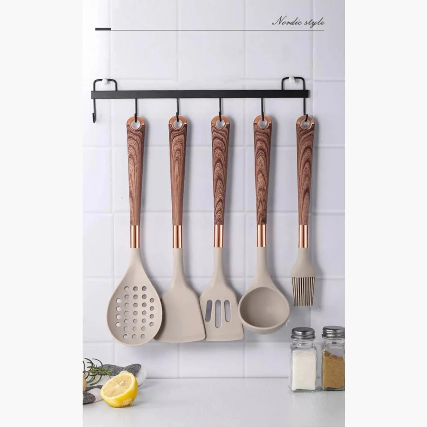 ست لوازم آشپزخانه ۱۱ پارچه شیک | سیلیکون درجه مواد غذایی | دسته های PP | مقاوم در برابر حرارت، نچسب | شامل کفگیر، برس، قاشق و سطل ست لوازم آشپزخانه ۱۱ پارچه شیک | سیلیکون درجه مواد غذایی | دسته های PP | مقاوم در برابر حرارت، نچسب | شامل کفگیر، برس، قاشق و سطل