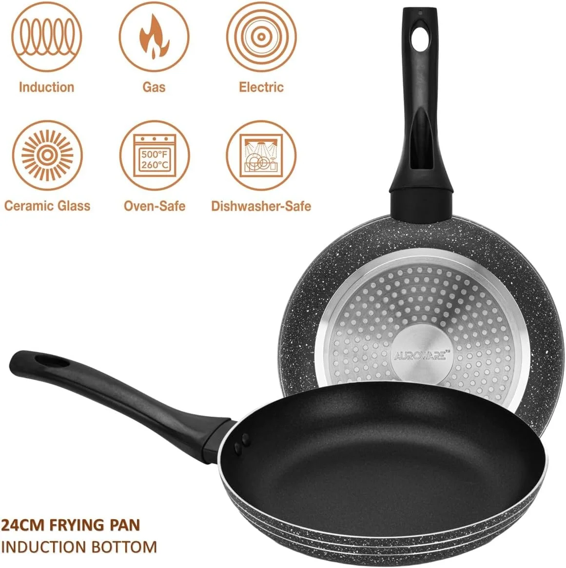 ست ۱۰ پارچه ظروف پخت و پز نچسب Auroware، کف القایی، آلومینیوم فشرده شامل: تابه وک با درب، قابلمه با درب، تابه سرخ کردنی، شیرجوش با درب و ابزار آشپزخانه ست ۱۰ پارچه ظروف پخت و پز نچسب Auroware، کف القایی، آلومینیوم فشرده شامل: تابه وک با درب، قابلمه با درب، تابه سرخ کردنی، شیرجوش با درب و ابزار آشپزخانه