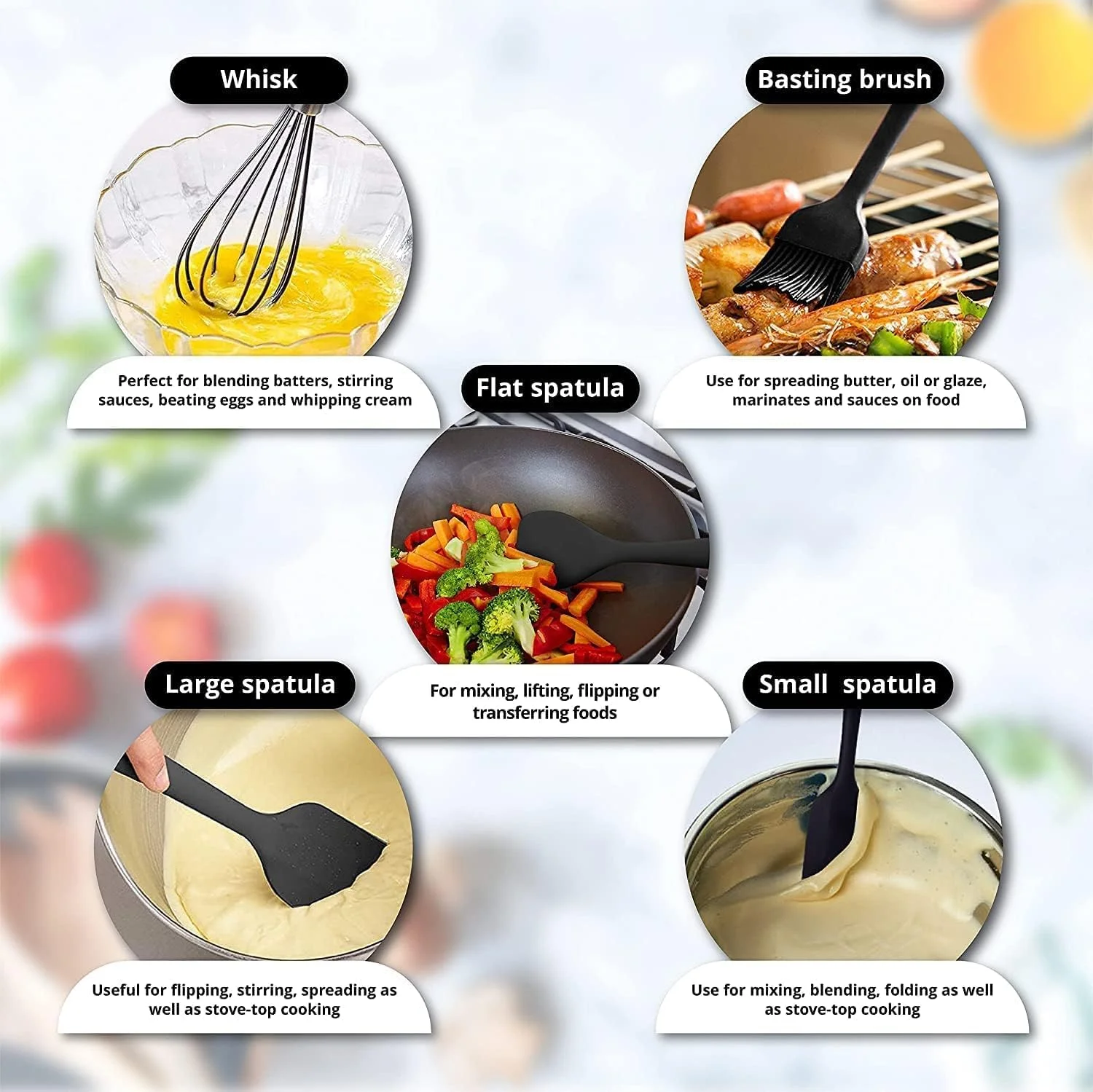 ست لوازم آشپزی سیلیکونی AWH | مجموعه 12 تکه ابزار آشپزخانه با دسته چوبی | مقاوم در برابر حرارت و غیر سمی | ایده آل برای ظروف نچسب - رنگ های متنوع ست لوازم آشپزی سیلیکونی AWH | مجموعه 12 تکه ابزار آشپزخانه با دسته چوبی | مقاوم در برابر حرارت و غیر سمی | ایده آل برای ظروف نچسب - رنگ های متنوع