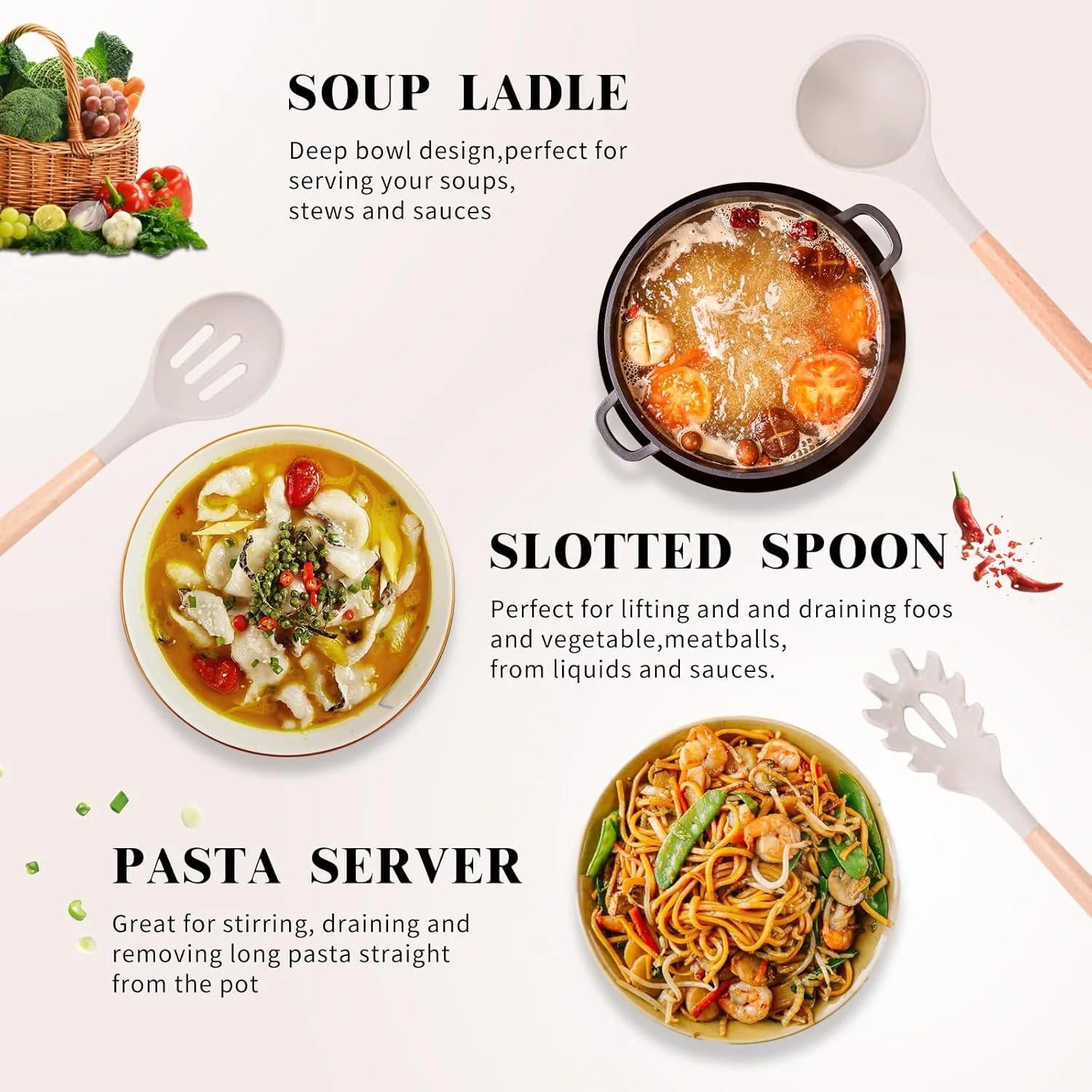 ست لوازم آشپزی آشپزخانه آرکئوپتریکس، 46 تکه سیلیکونی نچسب شامل کفگیر و ملاقه با پایه نگهدارنده، دسته چوبی مقاوم در برابر حرارت (خاکی) ست لوازم آشپزی آشپزخانه آرکئوپتریکس، 46 تکه سیلیکونی نچسب شامل کفگیر و ملاقه با پایه نگهدارنده، دسته چوبی مقاوم در برابر حرارت (خاکی)