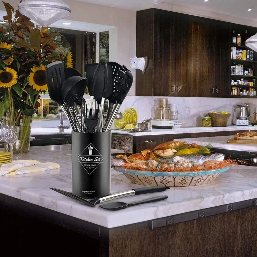 ست 12 تکه لوازم آشپزی سیلیکونی Arabest، ست ابزار آشپزخانه نچسب با 10 قلاب (خاکی) ست 12 تکه لوازم آشپزی سیلیکونی Arabest، ست ابزار آشپزخانه نچسب با 10 قلاب (خاکی)