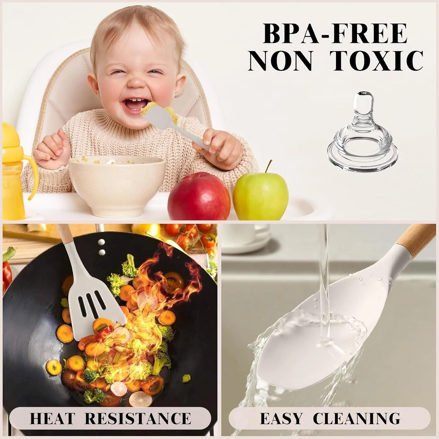 ست لوازم آشپزی آشپزخانه آرکئوپتریکس، 46 تکه سیلیکونی نچسب شامل کفگیر و ملاقه با پایه نگهدارنده، دسته چوبی مقاوم در برابر حرارت (خاکی) ست لوازم آشپزی آشپزخانه آرکئوپتریکس، 46 تکه سیلیکونی نچسب شامل کفگیر و ملاقه با پایه نگهدارنده، دسته چوبی مقاوم در برابر حرارت (خاکی)