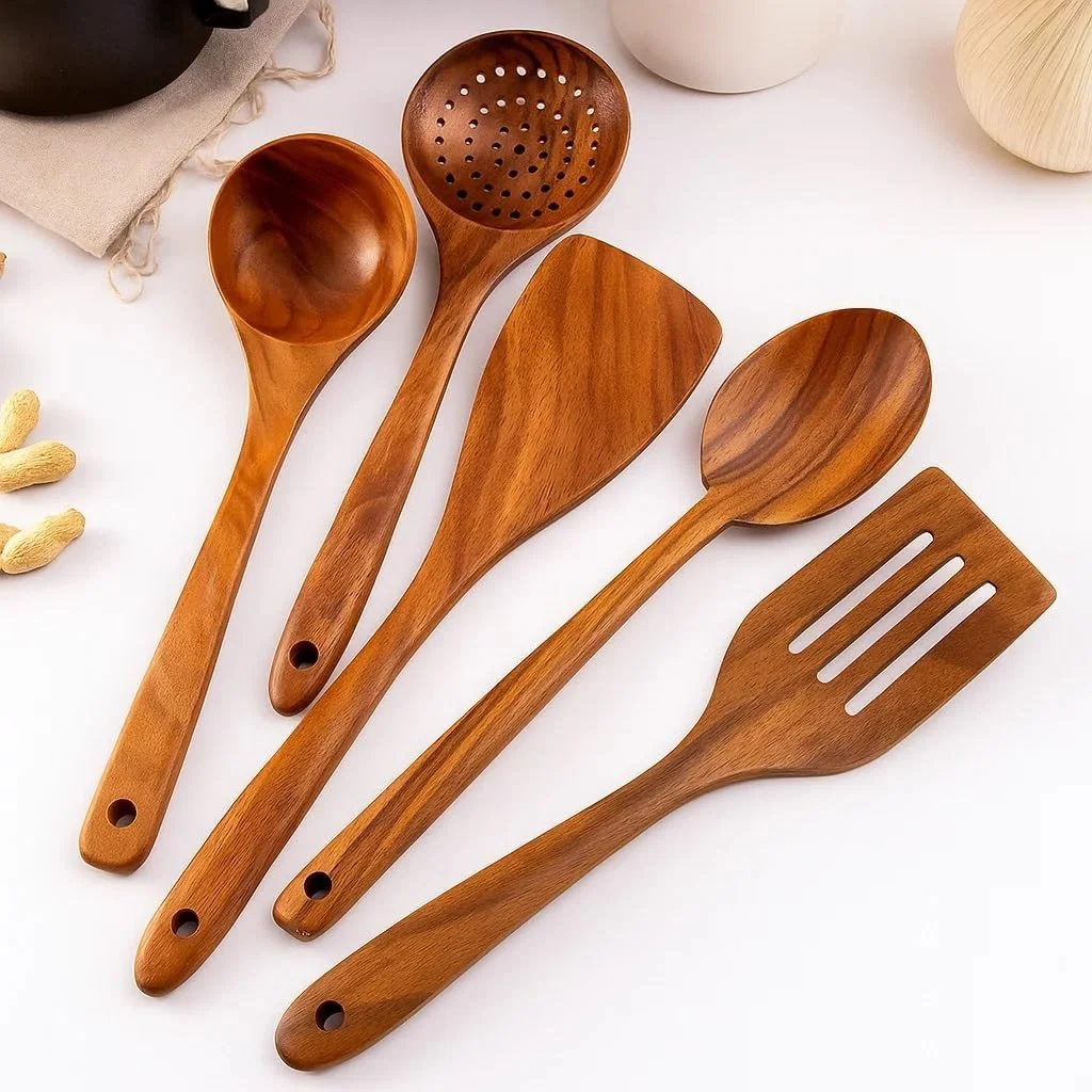 ست 6 تکه قاشق چوبی سرامیکی برای پخت و پز، ست ظروف بامبو ارگانیک با نگهدارنده، قاشق کفگیر چوبی برای هم زدن در حرارت بالا در قابلمه و تابه نچسب، کیفیت عالی (قهوه ای تیره) ست 6 تکه قاشق چوبی سرامیکی برای پخت و پز، ست ظروف بامبو ارگانیک با نگهدارنده، قاشق کفگیر چوبی برای هم زدن در حرارت بالا در قابلمه و تابه نچسب، کیفیت عالی (قهوه ای تیره)