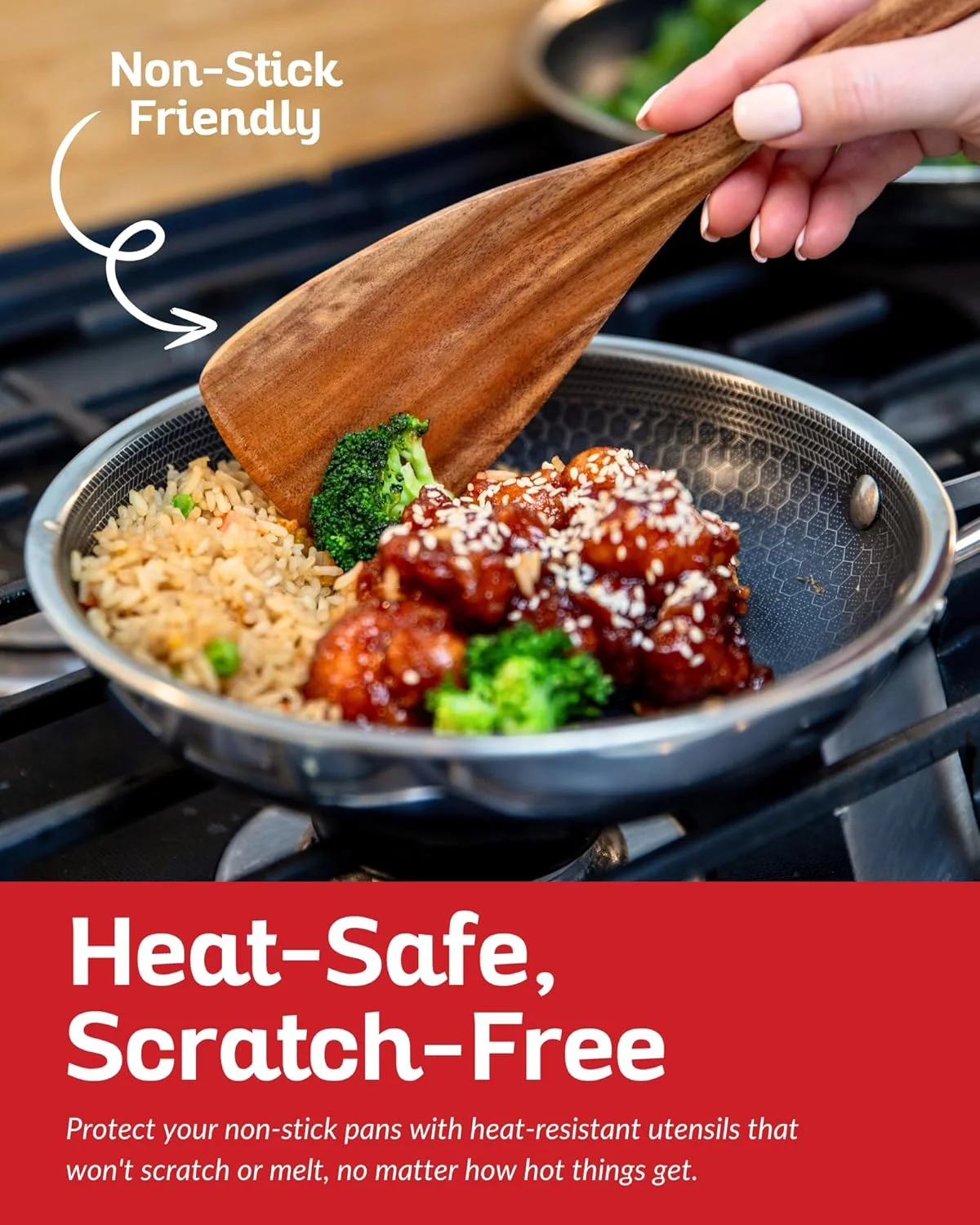 ست ۶ عددی قاشق چوبی آشپزی Boxiki Kitchen - ست بادوام و با پرداخت صاف از جنس چوب ساج - ست قاشق و کفگیر نچسب برای استفاده روزمره