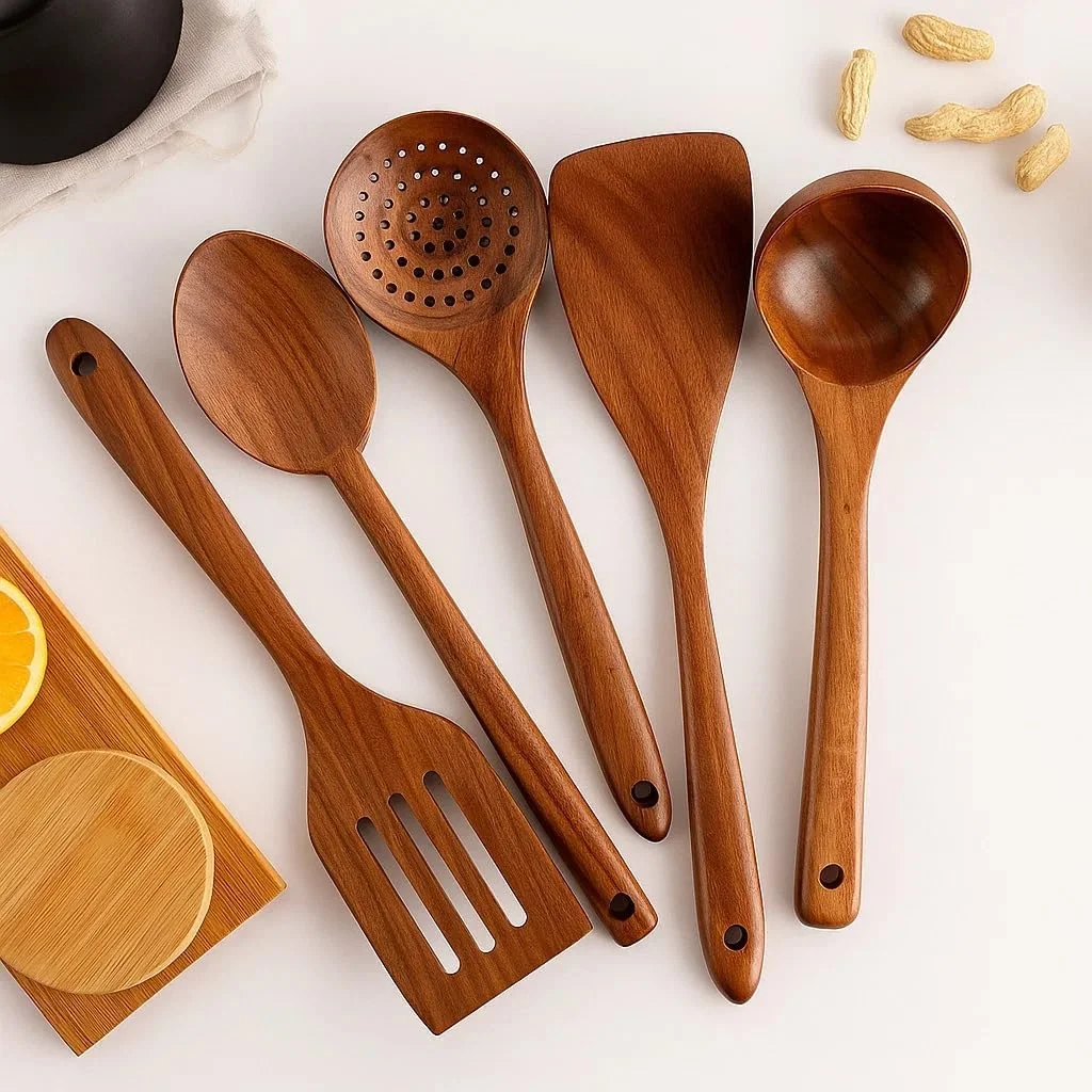 ست 6 تکه قاشق چوبی سرامیکی برای پخت و پز، ست ظروف بامبو ارگانیک با نگهدارنده، قاشق کفگیر چوبی برای هم زدن در حرارت بالا در قابلمه و تابه نچسب، کیفیت عالی (قهوه ای تیره) ست 6 تکه قاشق چوبی سرامیکی برای پخت و پز، ست ظروف بامبو ارگانیک با نگهدارنده، قاشق کفگیر چوبی برای هم زدن در حرارت بالا در قابلمه و تابه نچسب، کیفیت عالی (قهوه ای تیره)