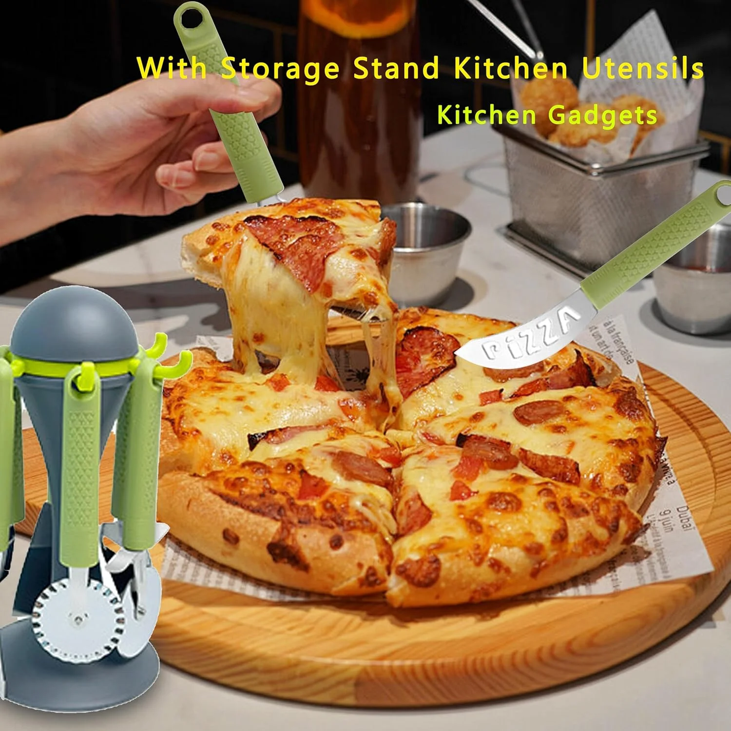 مجموعه ابزار پیتزا 6 تکه بیگ تری، مجموعه لوازم آشپزخانه، ابزار آشپزخانه استیل ضد زنگ، ابزار پیتزا، بیل پیتزا، به همراه پایه نگهدارنده، لوازم ضروری آشپزخانه و رستوران مجموعه ابزار پیتزا 6 تکه بیگ تری، مجموعه لوازم آشپزخانه، ابزار آشپزخانه استیل ضد زنگ، ابزار پیتزا، بیل پیتزا، به همراه پایه نگهدارنده، لوازم ضروری آشپزخانه و رستوران
