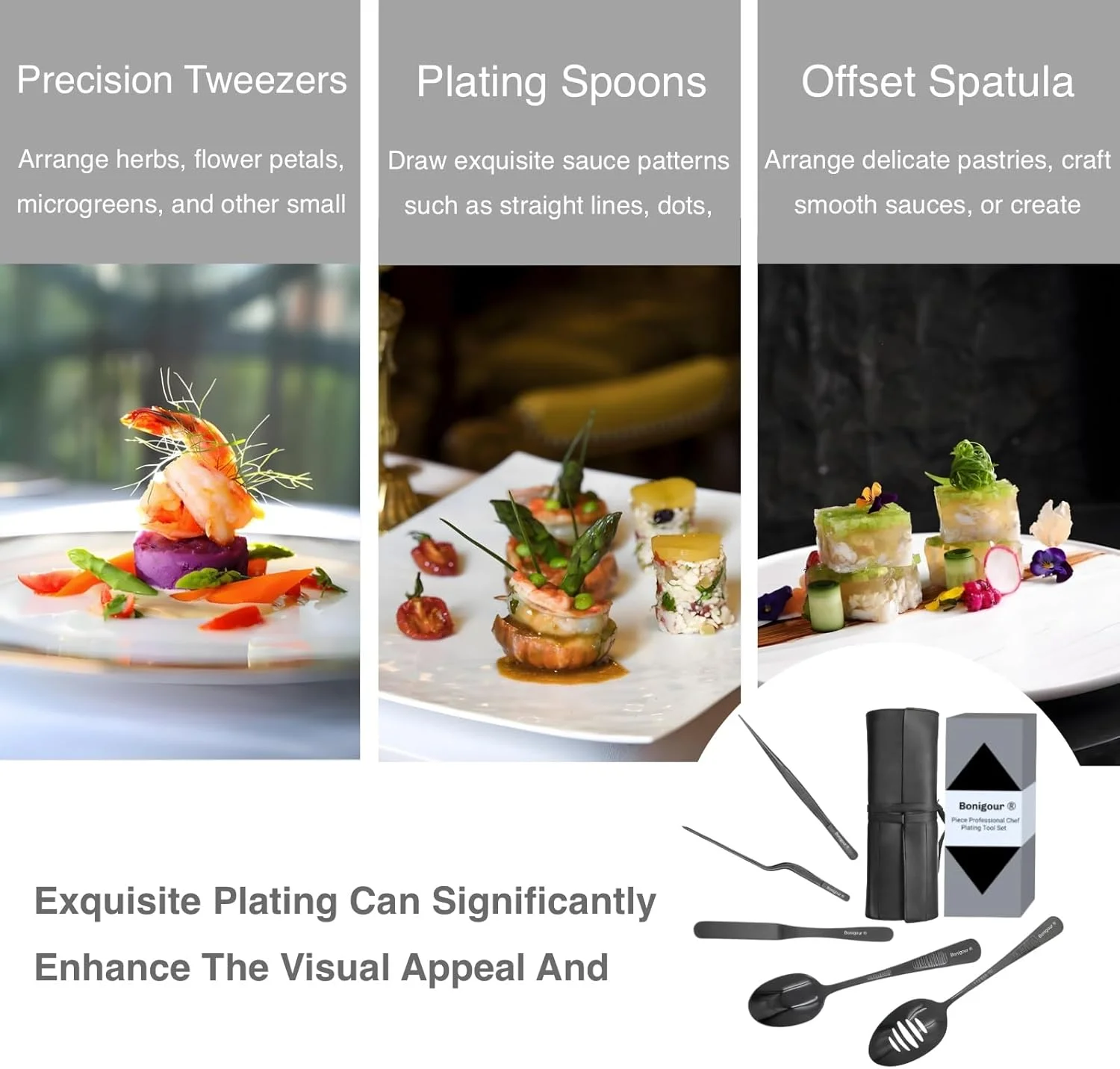 ست ابزار دیزاین غذا، ست 6 تکه حرفه ای، ابزار دیزاین سرآشپز، کفگیر، موچین برای هنر مدرن غذا، مشکی، ابزار آشپزی (مشکی) ست ابزار دیزاین غذا، ست 6 تکه حرفه ای، ابزار دیزاین سرآشپز، کفگیر، موچین برای هنر مدرن غذا، مشکی، ابزار آشپزی (مشکی)