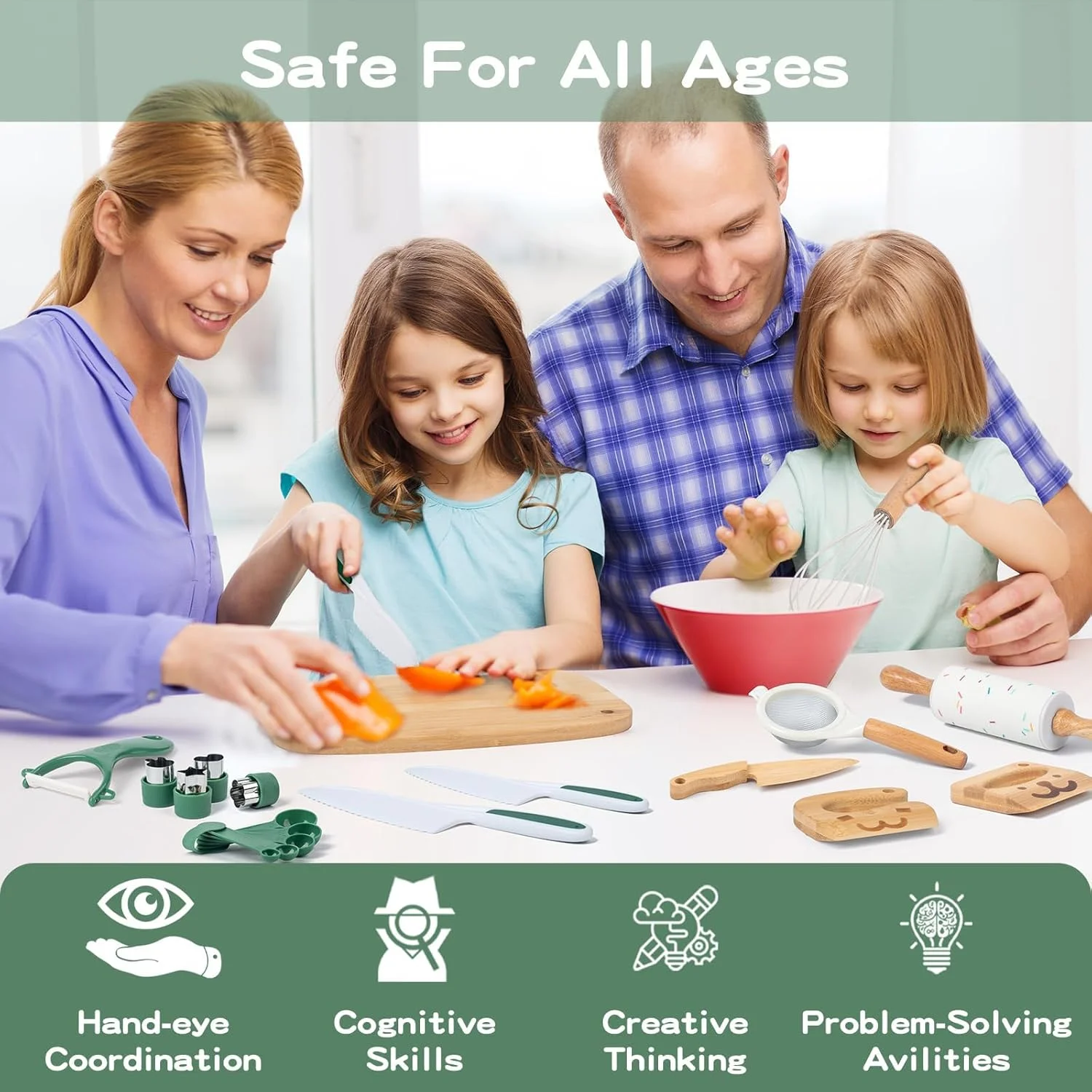 ست چاقوی ایمن کودک برای آشپزی واقعی، ابزار آشپزخانه مونته سوری برای کودکان نوپا، ست آشپزی و پخت با برش چین دار و پیش بند برای دختران و پسران ست چاقوی ایمن کودک برای آشپزی واقعی، ابزار آشپزخانه مونته سوری برای کودکان نوپا، ست آشپزی و پخت با برش چین دار و پیش بند برای دختران و پسران