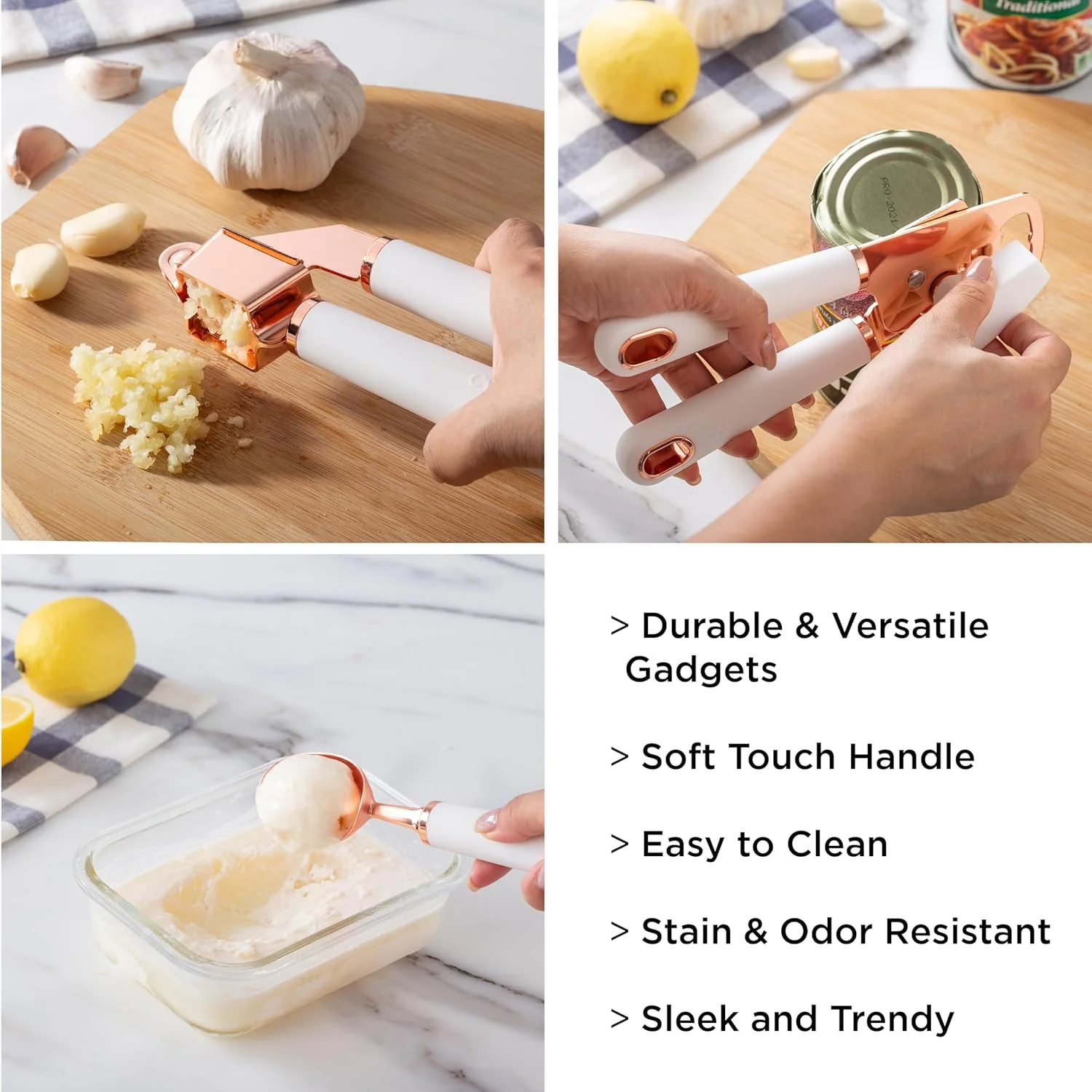 کوک ویت کالر (سفید) - ست ۷ تکه ابزار آشپزخانه کوک ویت کالر، روکش مسی، استیل ضد زنگ با دسته های نایلونی نرم و سفید کوک ویت کالر (سفید) - ست ۷ تکه ابزار آشپزخانه کوک ویت کالر، روکش مسی، استیل ضد زنگ با دسته های نایلونی نرم و سفید