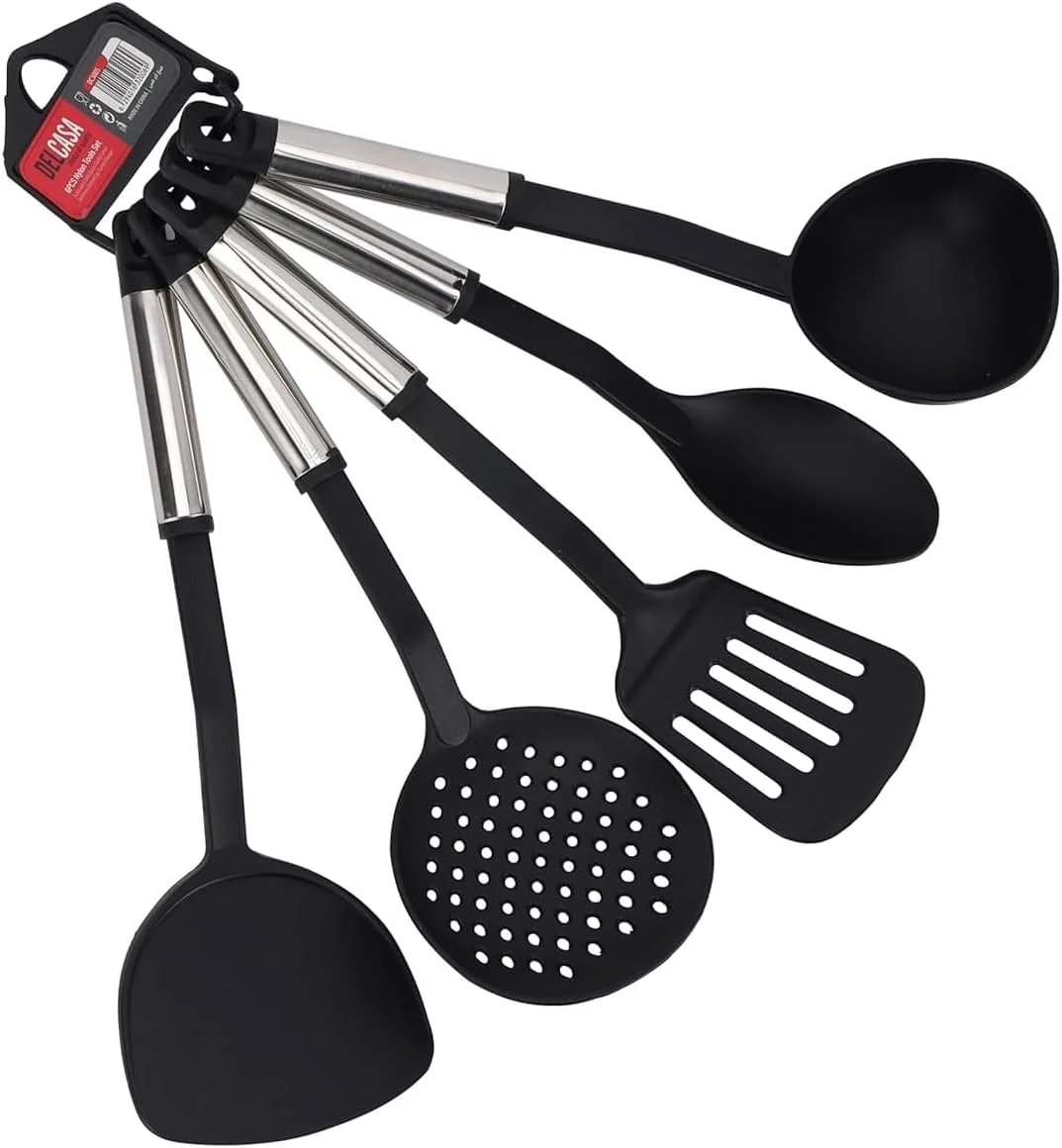 ست ابزار آشپزخانه نایلونی 5 تکه دلکاسا مدل DC3005، مشکی