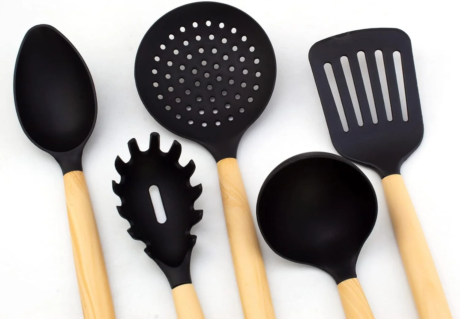 ست 5 تکه ابزار آشپزی نایلونی با دسته چوبی CuisineArt HOME BRAND