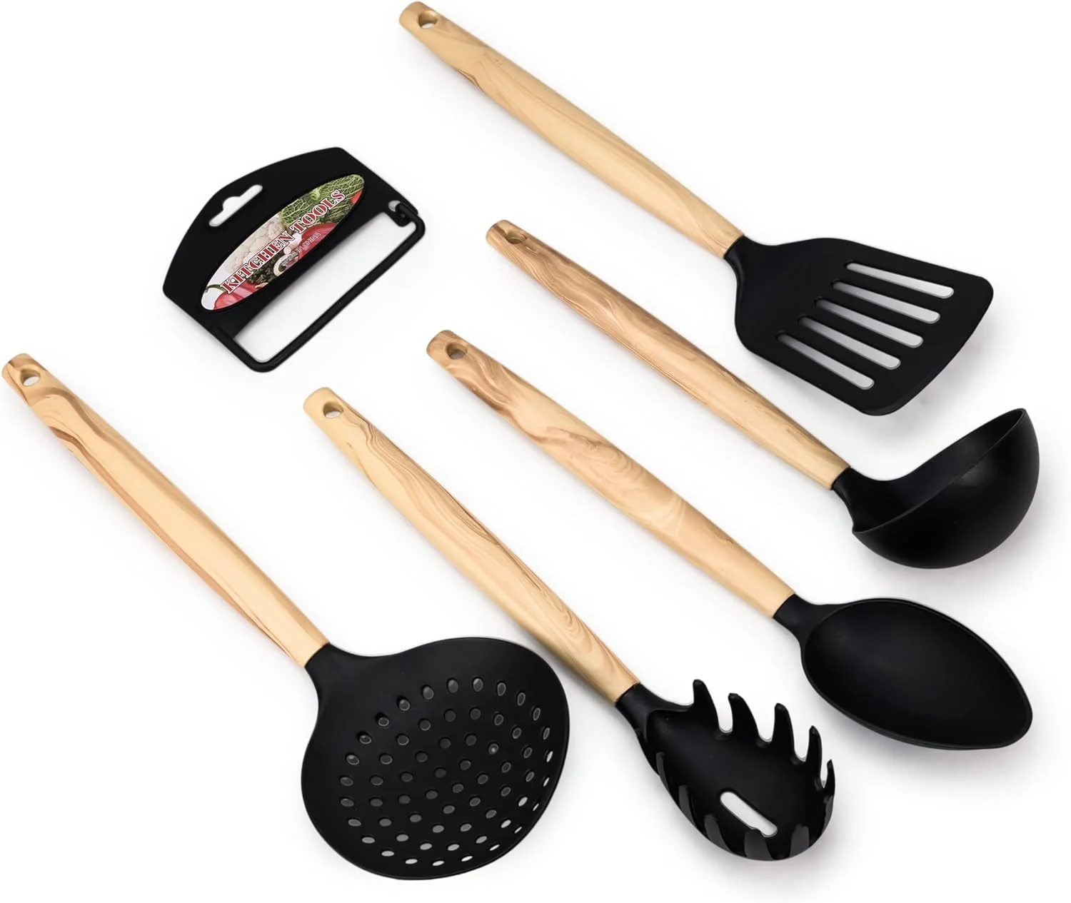 ست 5 تکه ابزار آشپزی نایلونی با دسته چوبی CuisineArt HOME BRAND