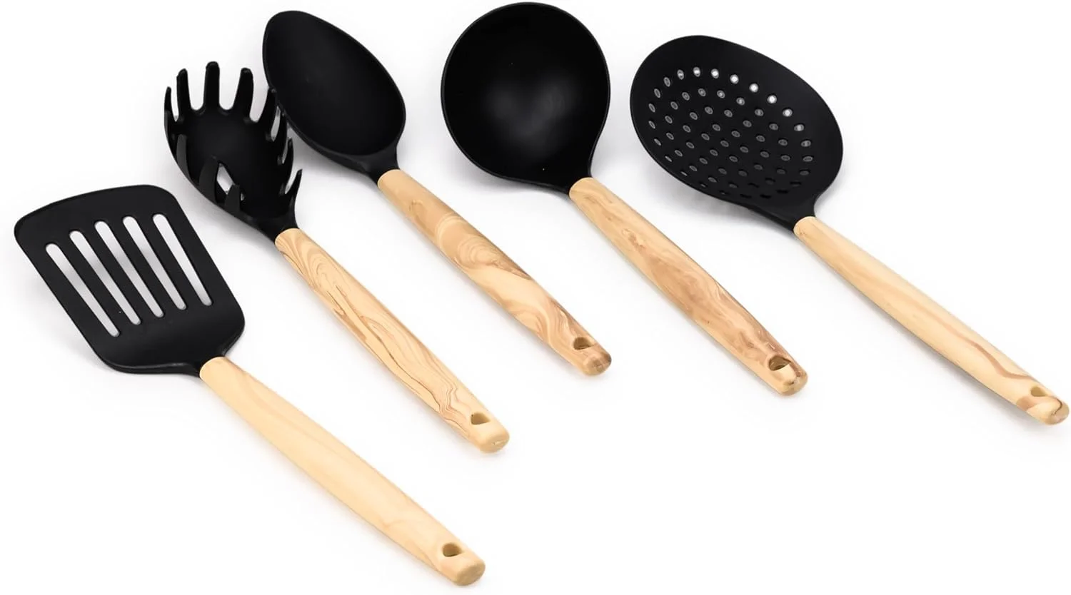 ست 5 تکه ابزار آشپزی نایلونی با دسته چوبی CuisineArt HOME BRAND