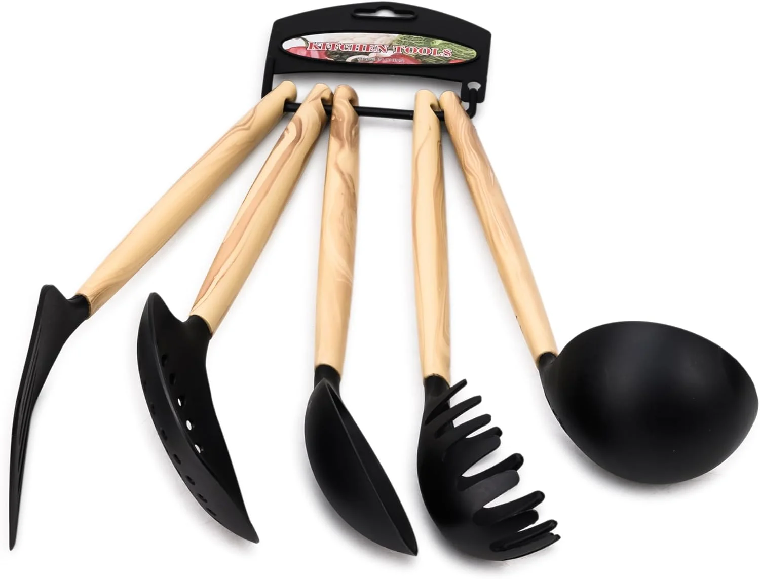 ست 5 تکه ابزار آشپزی نایلونی با دسته چوبی CuisineArt HOME BRAND