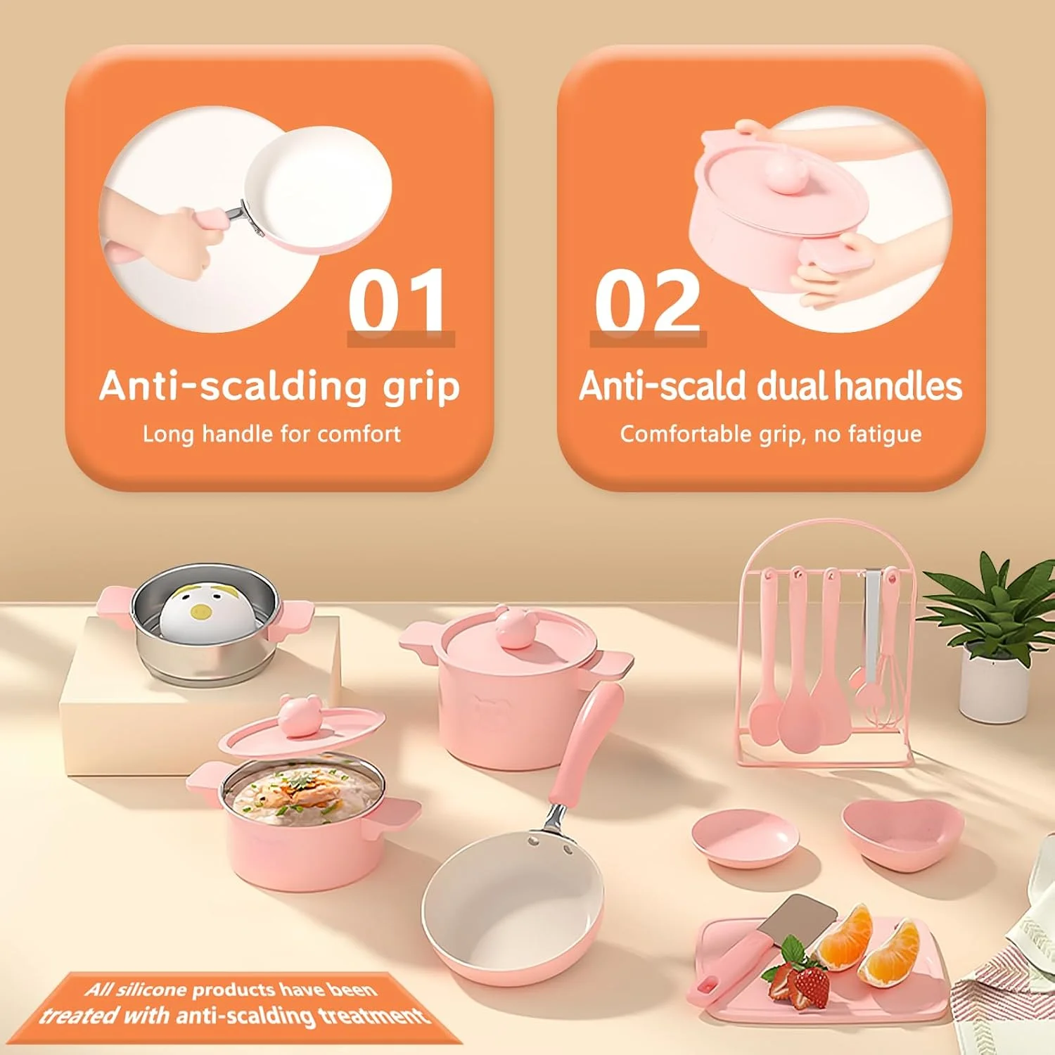 ست آشپزی کودک، ابزار آشپزی ایمن و آسان برای کودکان 8 تا 12 سال، مناسب برای تهیه غذای واقعی (صورتی)