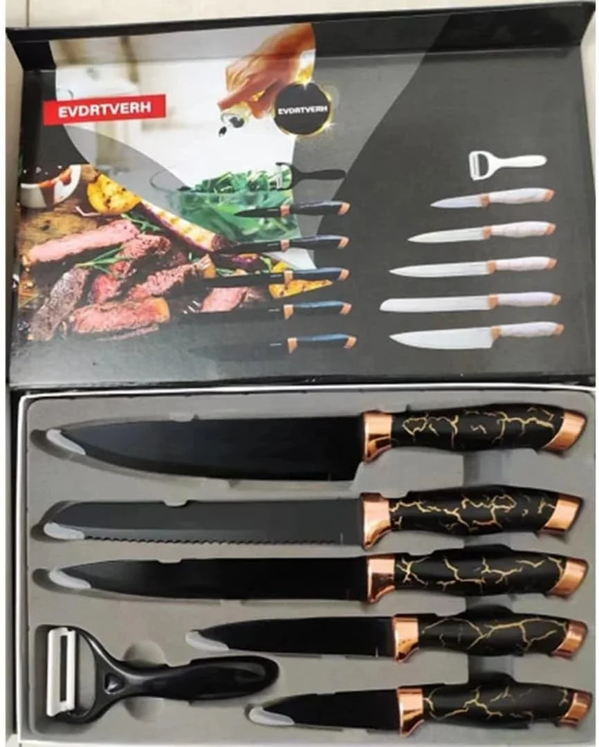 ست ۵ تکه ابزار آشپزخانه HASEEM با تخته برش چوبی، مناسب برای برش سبزیجات و گوشت | ایده آل برای خرد کردن، ورقه کردن، ریز کردن، تاس کردن، پوست کندن و غیره، بسیار مفید برای برش میوه و سبزیجات