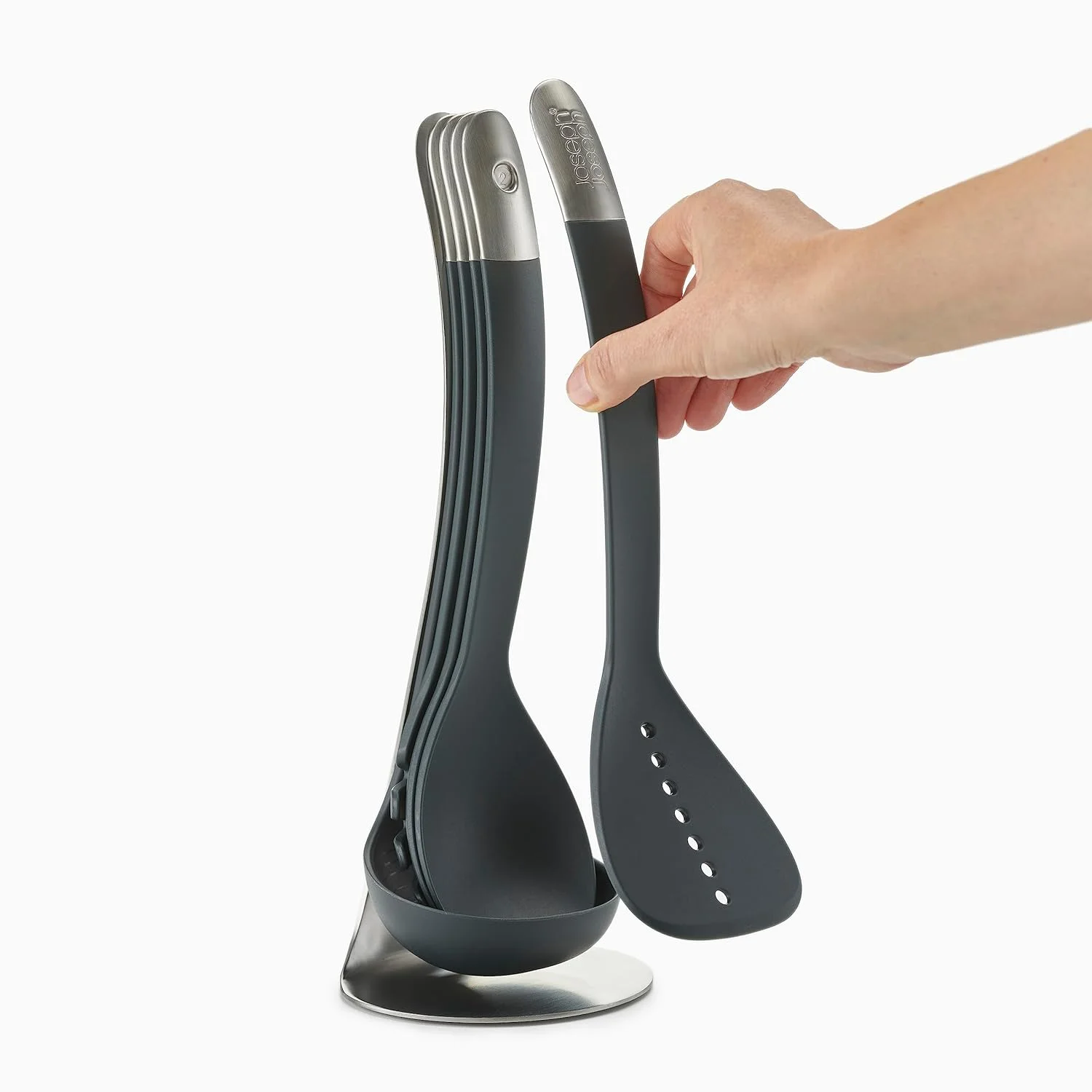 مجموعه ابزار آشپزخانه 5 تکه جوزف جوزف مدل Nest 100 با استند نگهدارنده مغناطیسی، نایلونی، خاکستری، مدل 95031