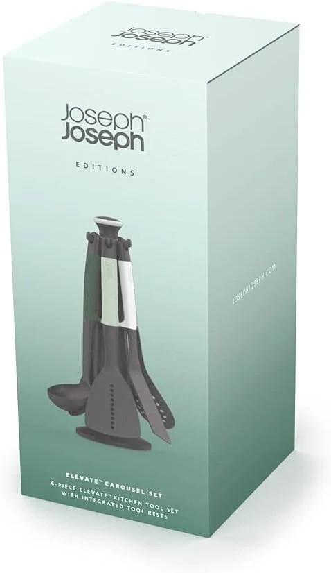 جوزف جوزف Elevate - مجموعه ابزار و وسایل آشپزخانه، شامل ۶ ابزار با استند چرخشی، دسته های سیلیکونی ارگونومیک، سر نچسب - سبز مریم گلی جوزف جوزف Elevate - مجموعه ابزار و وسایل آشپزخانه، شامل ۶ ابزار با استند چرخشی، دسته های سیلیکونی ارگونومیک، سر نچسب - سبز مریم گلی