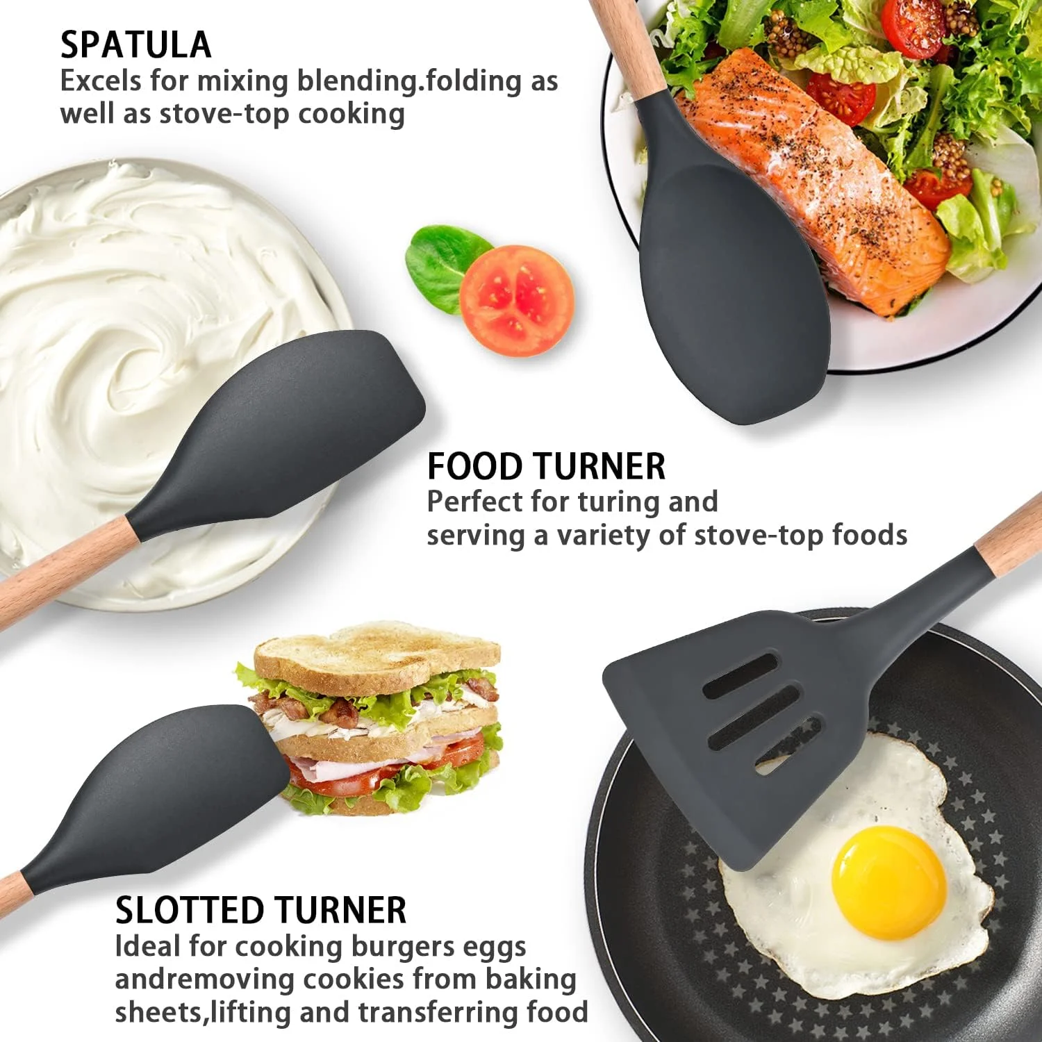 ست ۱۲ تکه لوازم آشپزی سیلیکونی - مقاوم در برابر حرارت تا دمای ۲۳۰ درجه سانتیگراد، شامل کفگیر، انبر، لیسک، قاشق، برس، همزن، دسته چوبی، ابزار آشپزی سبز همراه با نگهدارنده برای ظروف نچسب ست ۱۲ تکه لوازم آشپزی سیلیکونی - مقاوم در برابر حرارت تا دمای ۲۳۰ درجه سانتیگراد، شامل کفگیر، انبر، لیسک، قاشق، برس، همزن، دسته چوبی، ابزار آشپزی سبز همراه با نگهدارنده برای ظروف نچسب