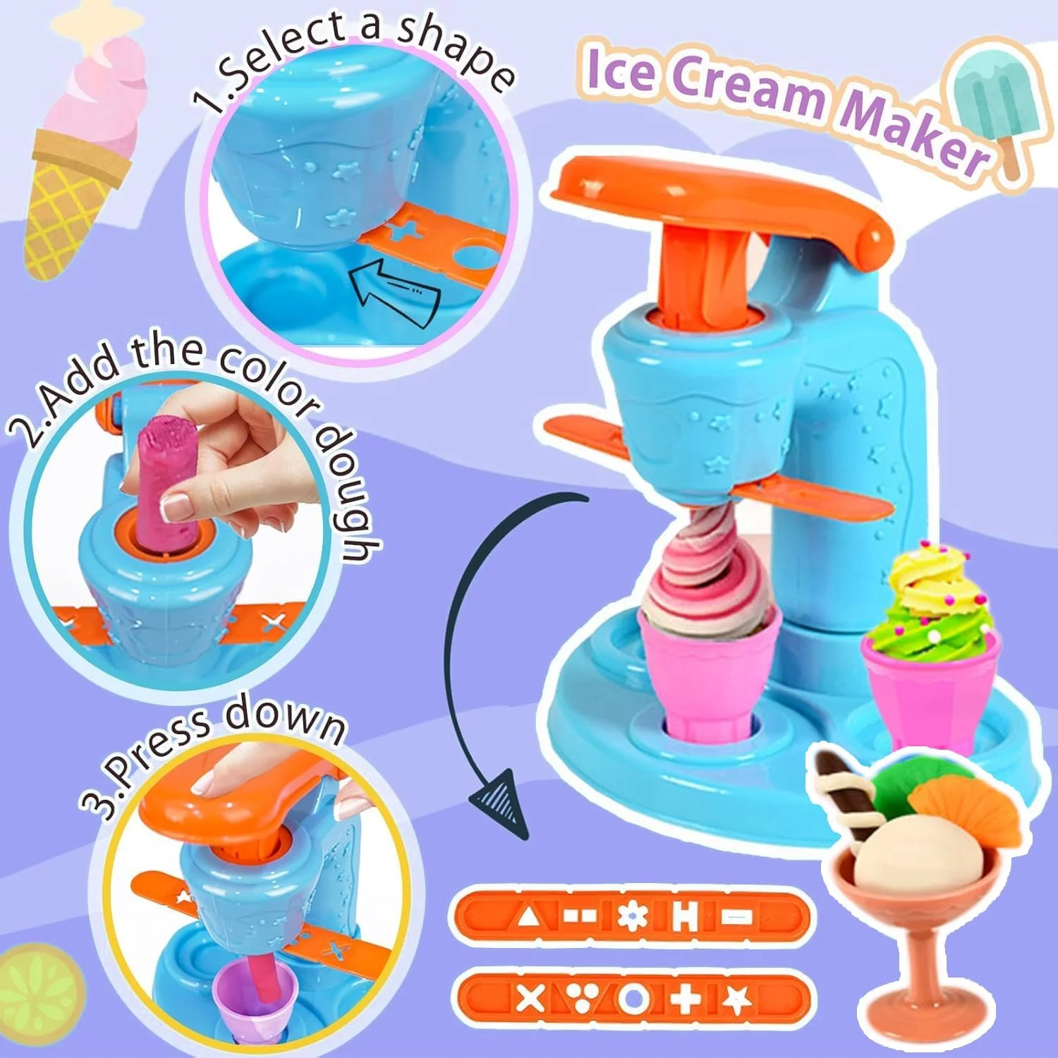 مجموعه خمیر بازی آشپزخانه 3 در 1 Masroo، دستگاه سازنده بستنی، نودل و همبرگر، اسباب بازی های مدل سازی غذا و صنایع دستی هنری، کیت ابزار لوکس برای پسران، دختران، کودکان نوپا بالای 3 سال مجموعه خمیر بازی آشپزخانه 3 در 1 Masroo، دستگاه سازنده بستنی، نودل و همبرگر، اسباب بازی های مدل سازی غذا و صنایع دستی هنری، کیت ابزار لوکس برای پسران، دختران، کودکان نوپا بالای 3 سال