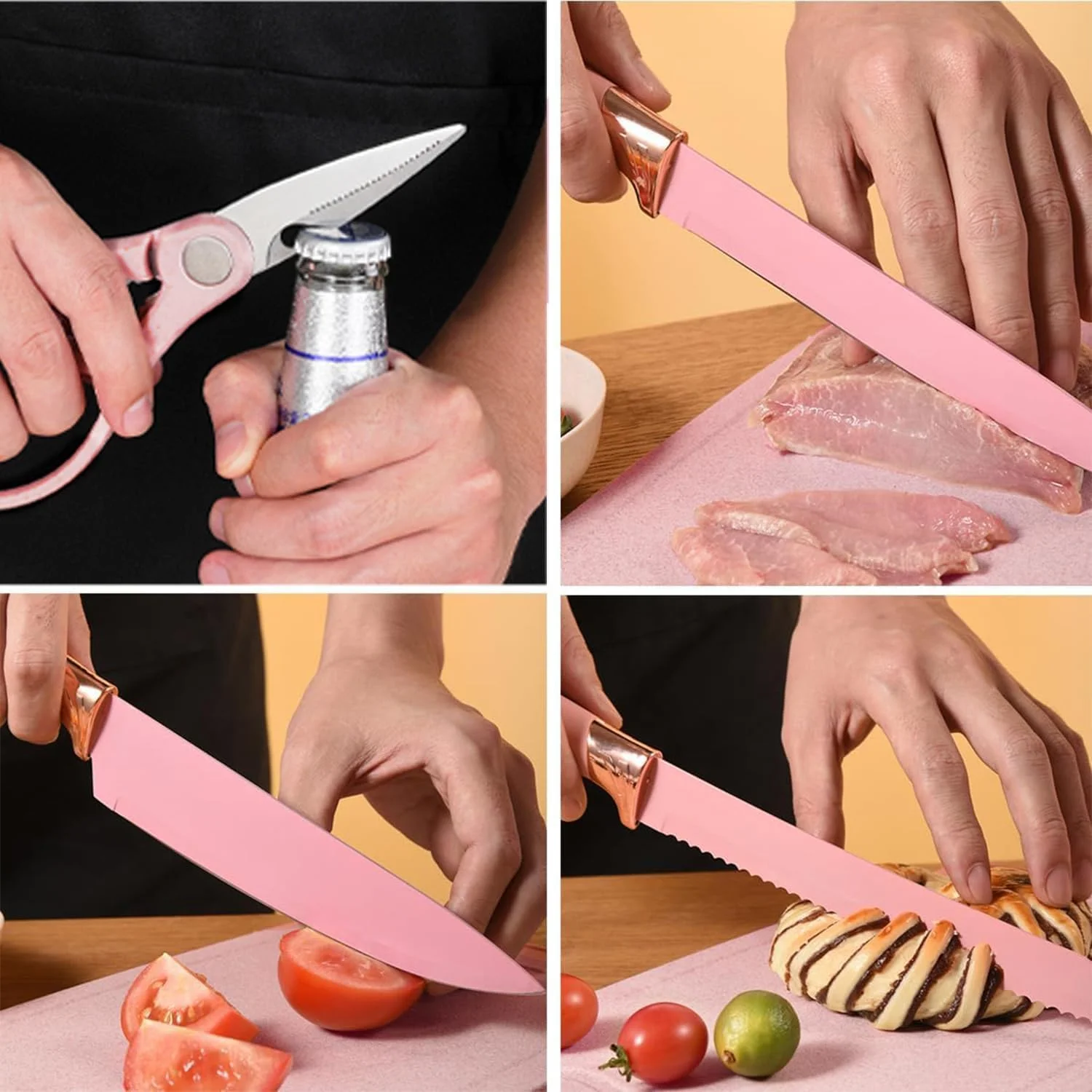 ست ۱۹ تکه لوازم آشپزی سیلیکونی مکس-ای‌ام‌ای - صورتی، مقاوم در برابر حرارت، شامل کفگیر به همراه پایه، لوازم آشپزخانه نچسب، فاقد BPA، قابل شستشو در ماشین ظرفشویی، مناسب برای خانه یا آپارتمان جدید