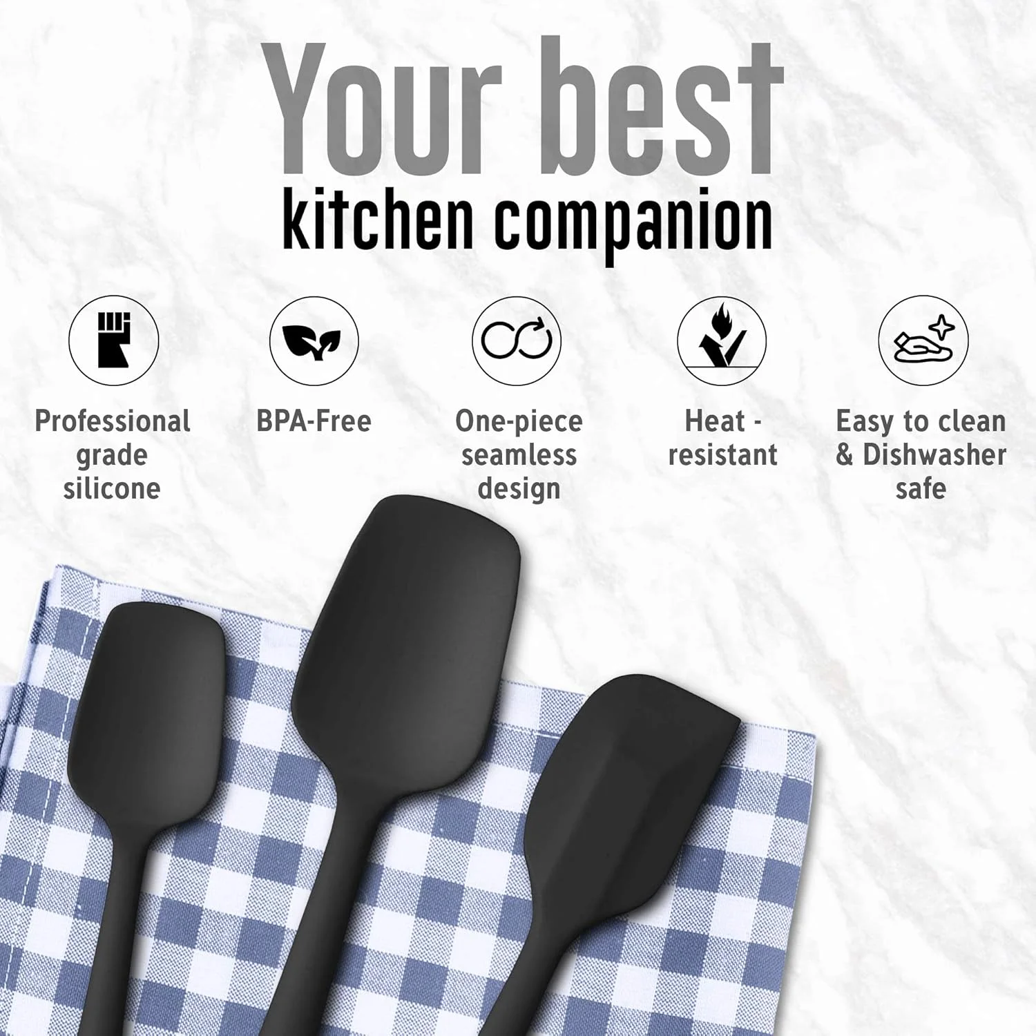 ست ۶ تکه کفگیر سیلیکونی MMG - ست لوازم آشپزخانه برای پخت و پز و مخلوط کردن، مقاوم در برابر حرارت تا 315 درجه سانتیگراد، نچسب، فاقد BPA و قابل شستشو در ماشین ظرفشویی (مشکی) ست ۶ تکه کفگیر سیلیکونی MMG - ست لوازم آشپزخانه برای پخت و پز و مخلوط کردن، مقاوم در برابر حرارت تا 315 درجه سانتیگراد، نچسب، فاقد BPA و قابل شستشو در ماشین ظرفشویی (مشکی)