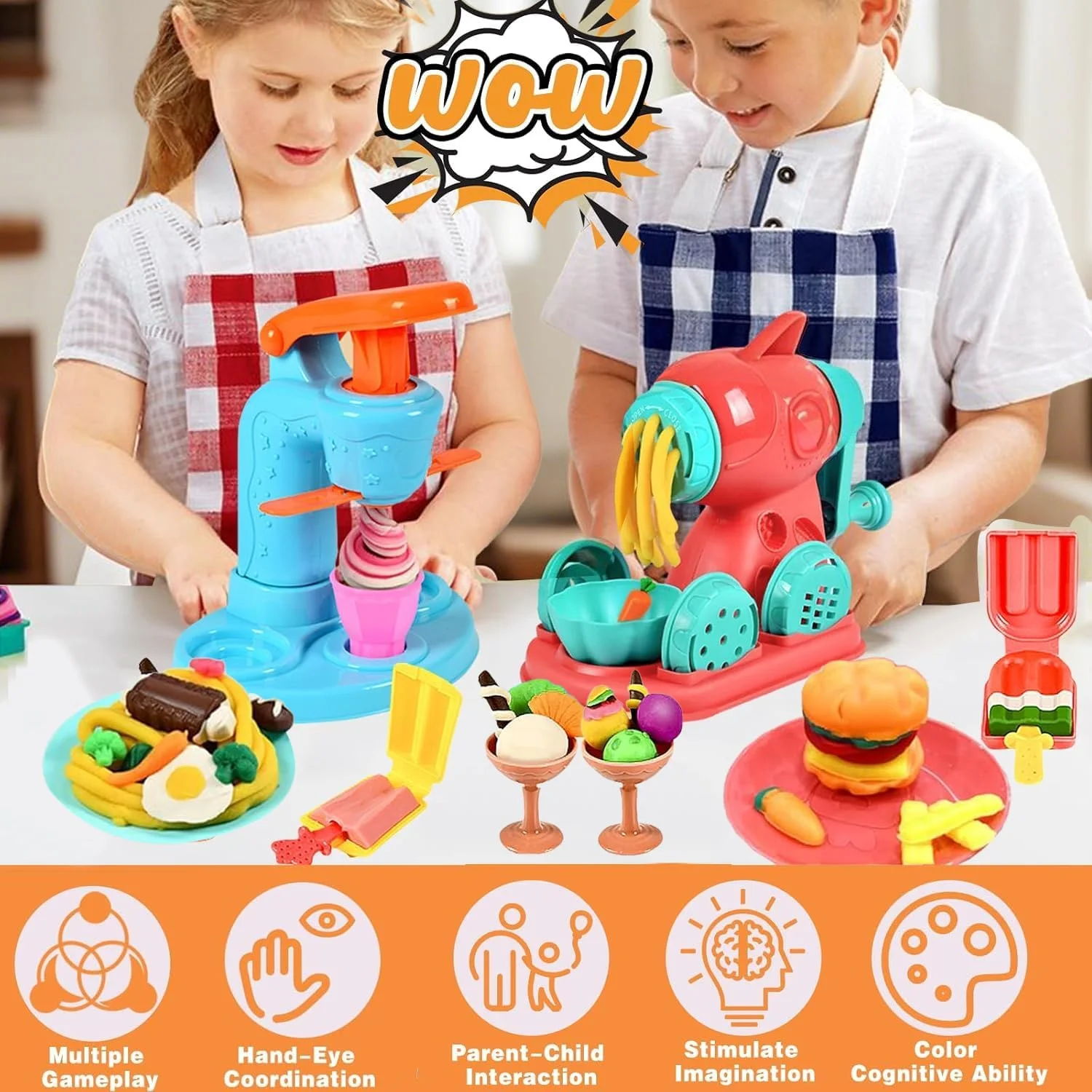 مجموعه خمیر بازی آشپزخانه 3 در 1 Masroo، دستگاه سازنده بستنی، نودل و همبرگر، اسباب بازی های مدل سازی غذا و صنایع دستی هنری، کیت ابزار لوکس برای پسران، دختران، کودکان نوپا بالای 3 سال مجموعه خمیر بازی آشپزخانه 3 در 1 Masroo، دستگاه سازنده بستنی، نودل و همبرگر، اسباب بازی های مدل سازی غذا و صنایع دستی هنری، کیت ابزار لوکس برای پسران، دختران، کودکان نوپا بالای 3 سال